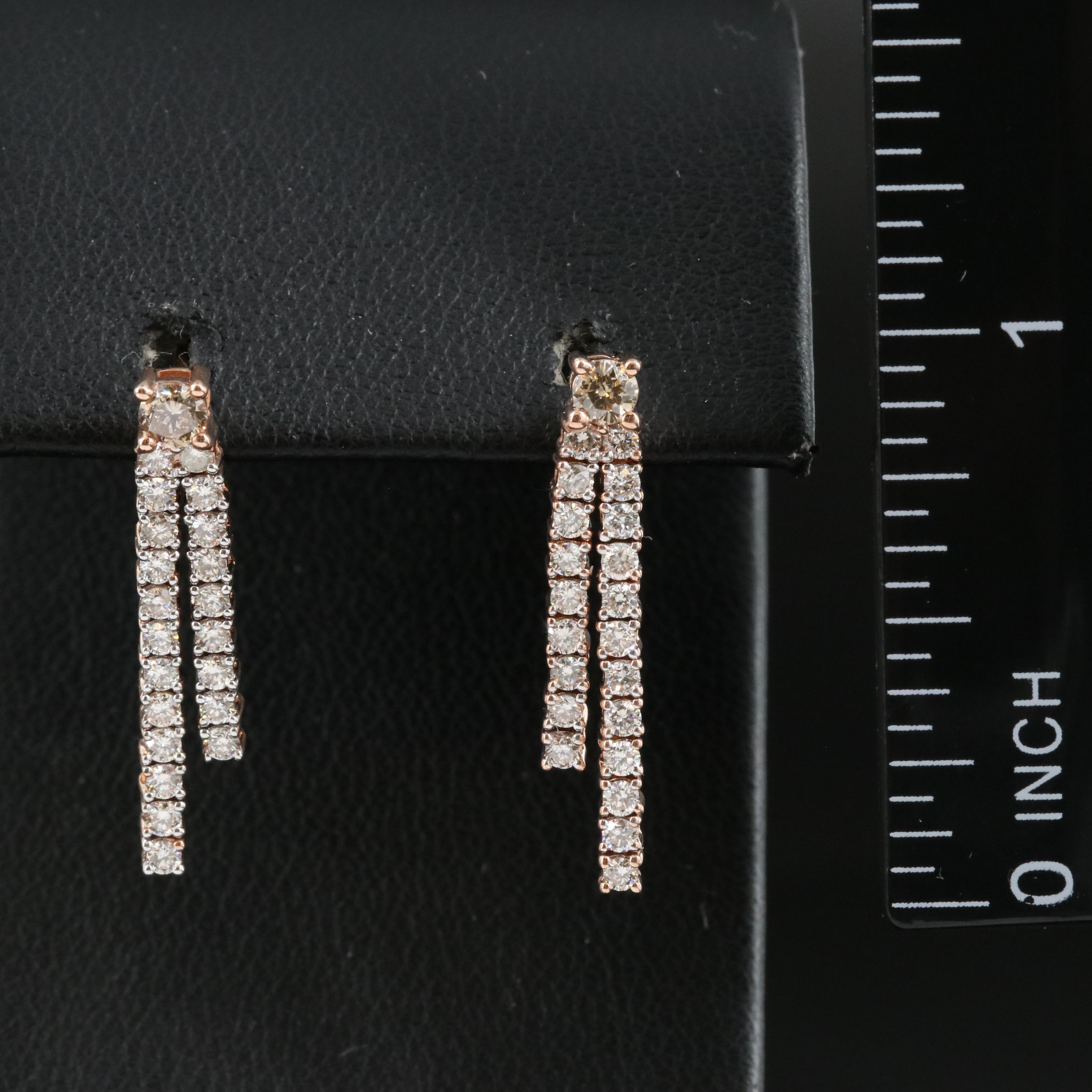 14K Rose Gold 0.75 CTW Diamond Earrings