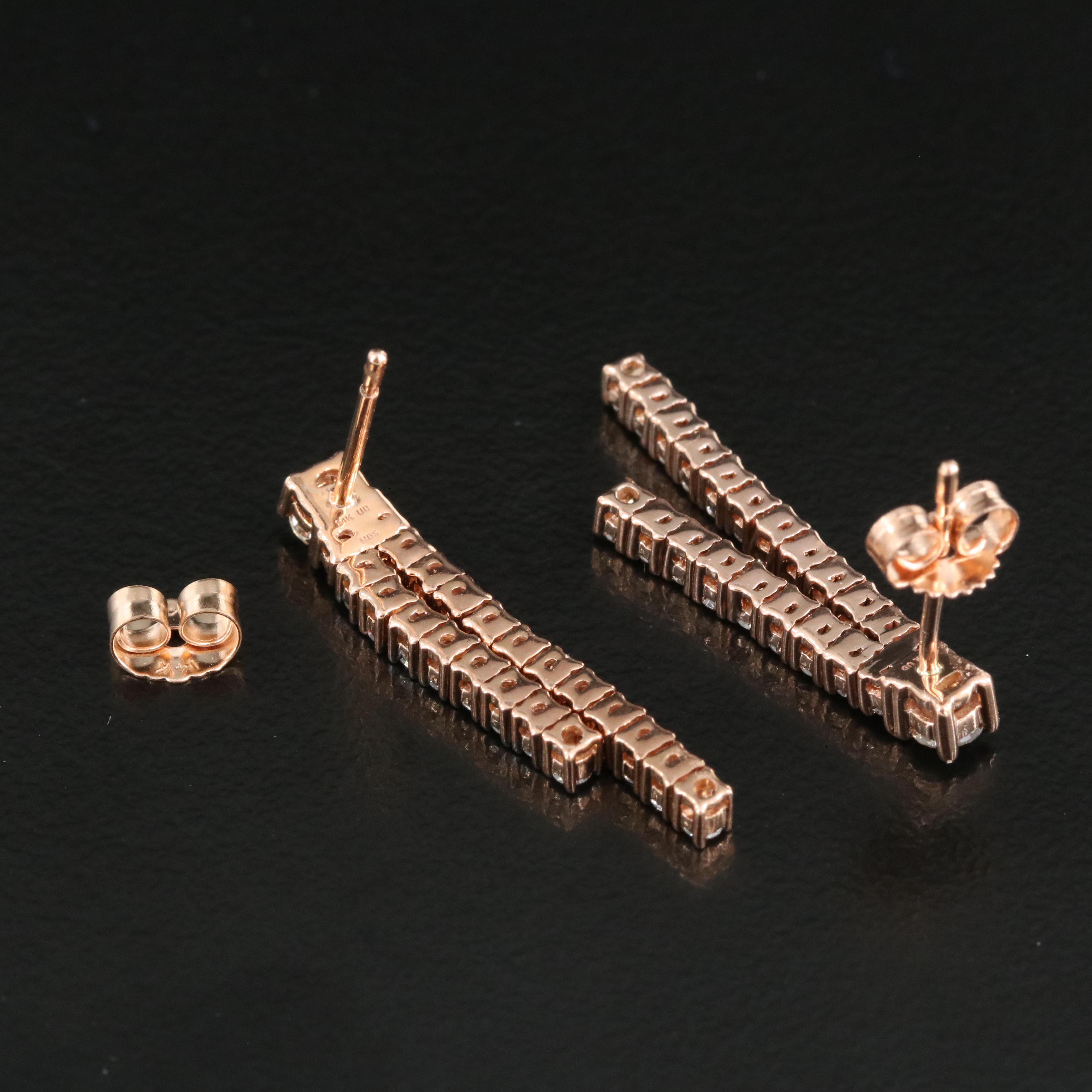 14K Rose Gold 0.75 CTW Diamond Earrings