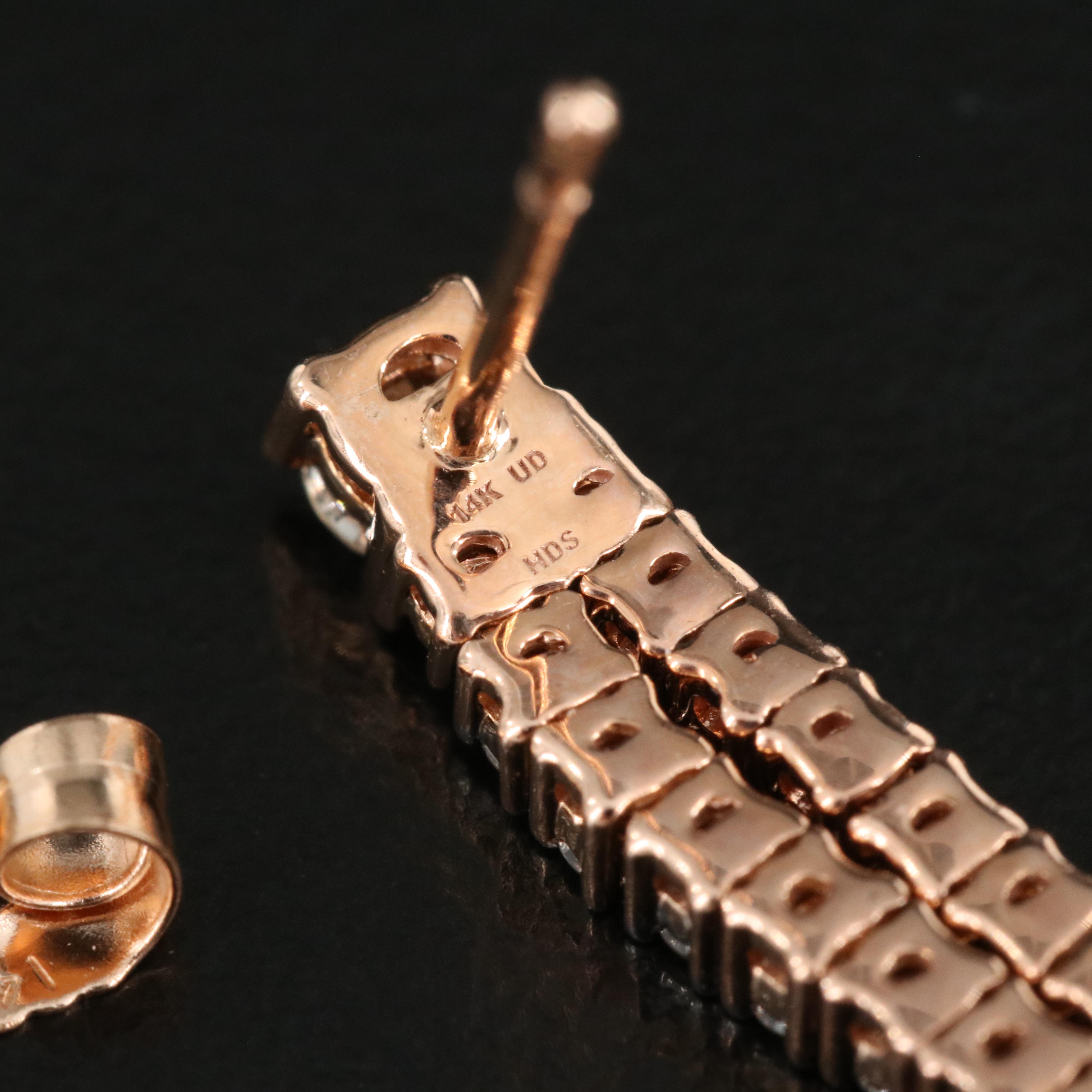 14K Rose Gold 0.75 CTW Diamond Earrings