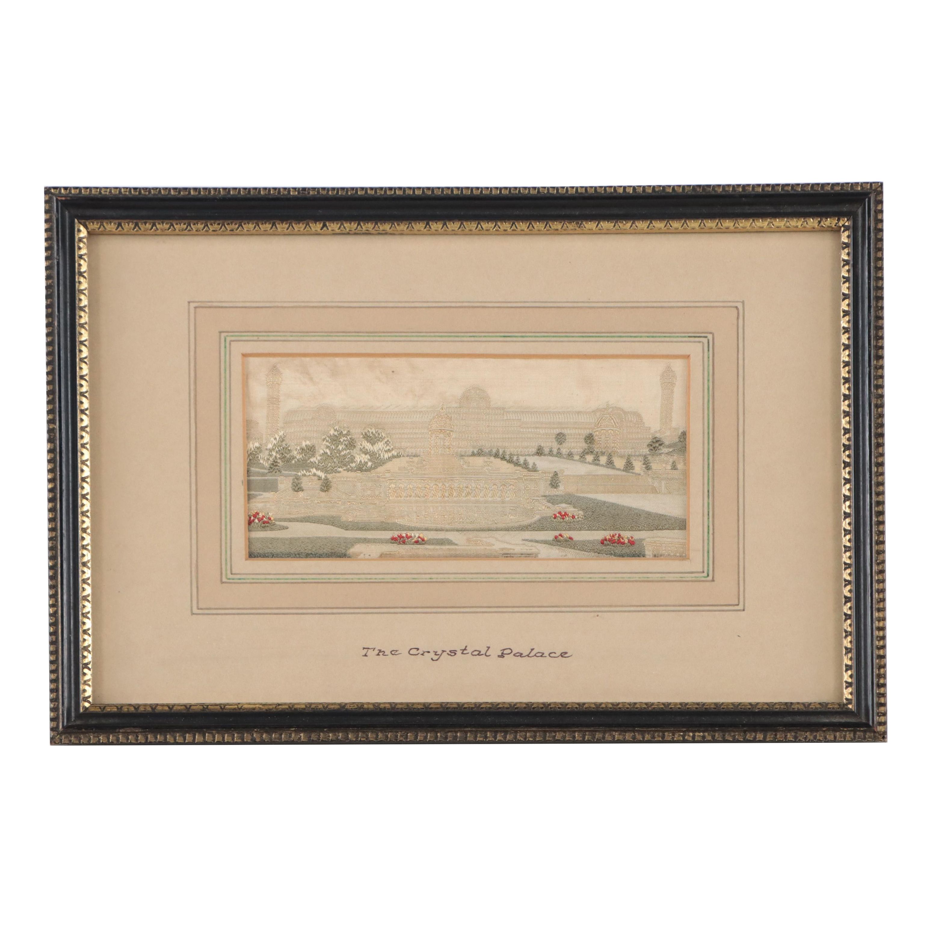 Victorian Silk Brocade Panel "The Crystal Palace," Mid to Late 19th Century