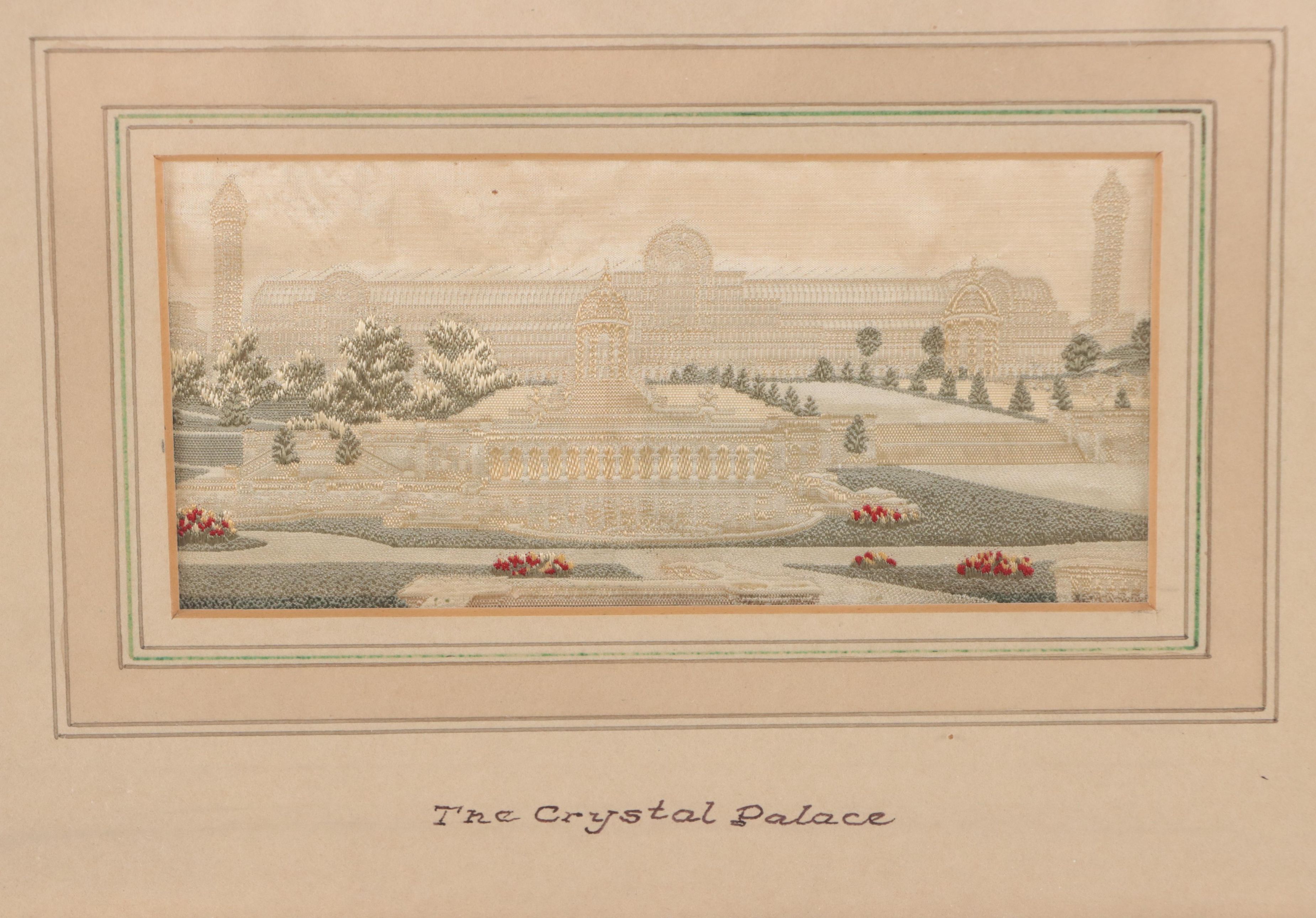 Victorian Silk Brocade Panel "The Crystal Palace," Mid to Late 19th Century