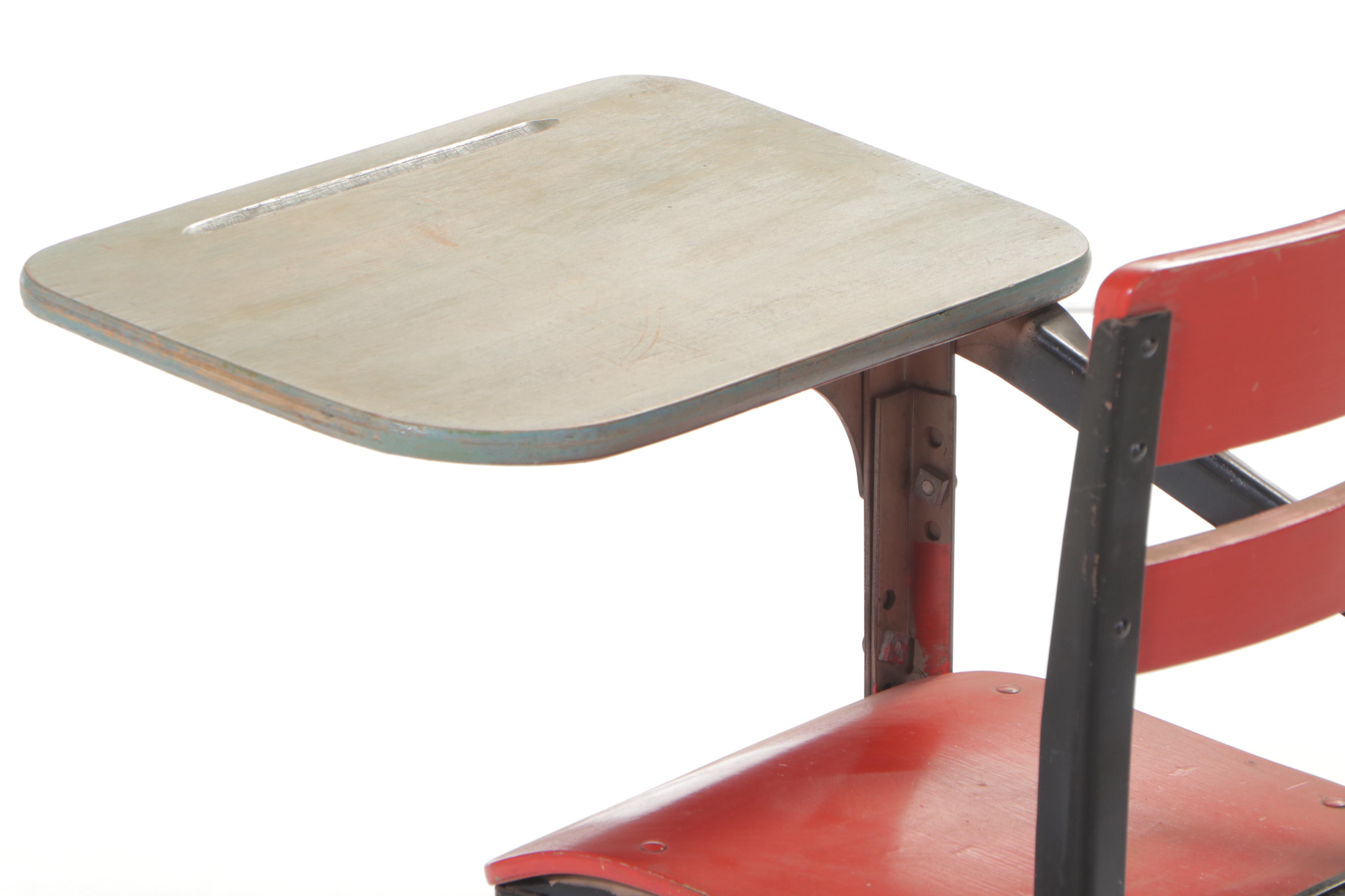 Painted Steel and Plywood Child's School Desk, Mid-20th Century
