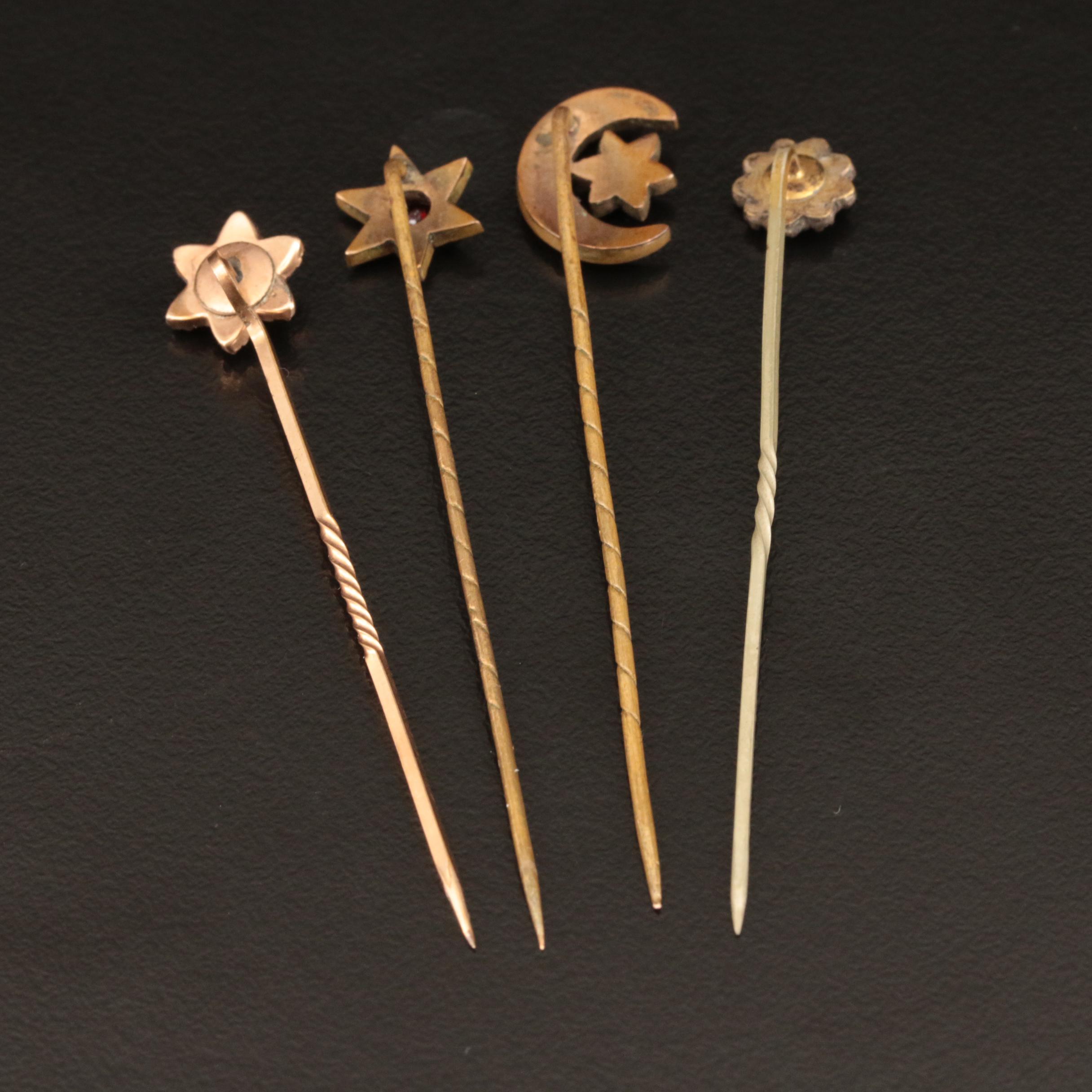 Vintage 9K Garnet Stick Pins