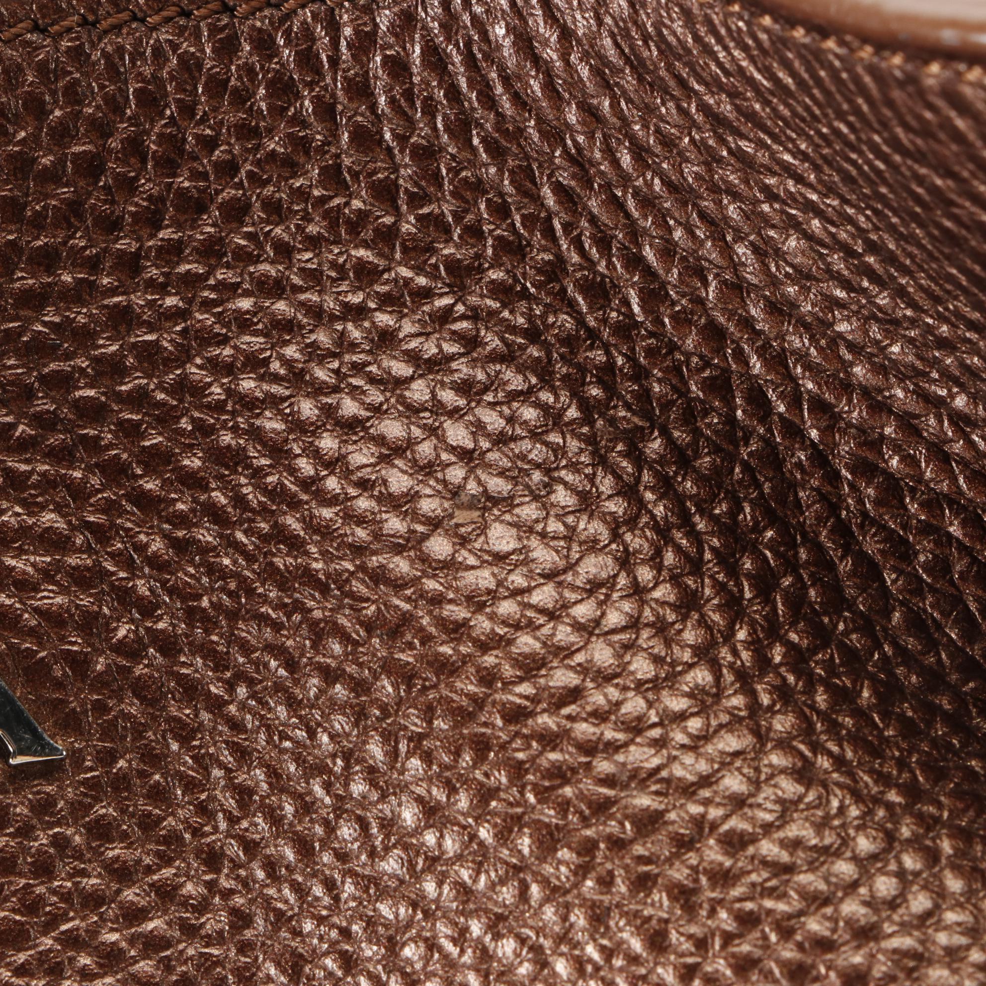 Prada Hobo Shoulder Bag in Metallic Finish Vitello Daino Leather