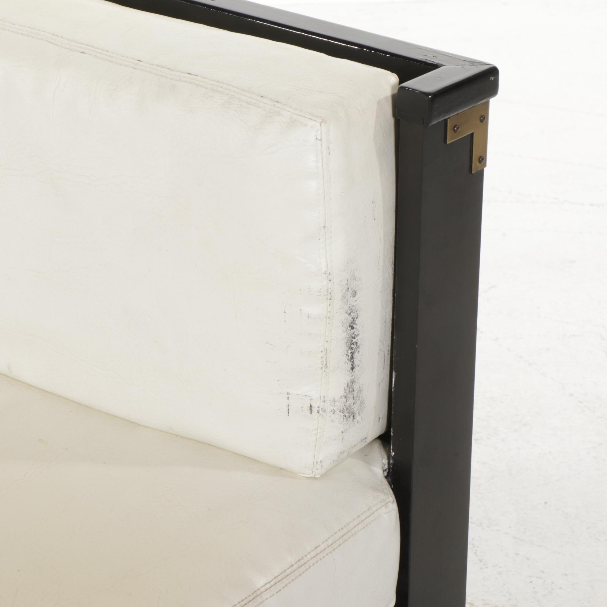 Campaign Style Ebonized Wood Daybed Sofa with Drawers, Late 20th Century