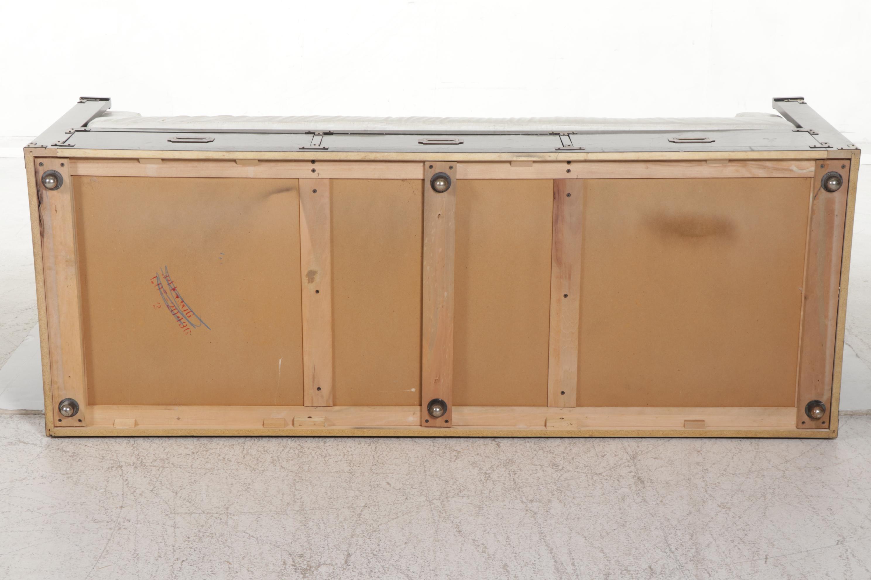 Campaign Style Ebonized Wood Daybed Sofa with Drawers, Late 20th Century