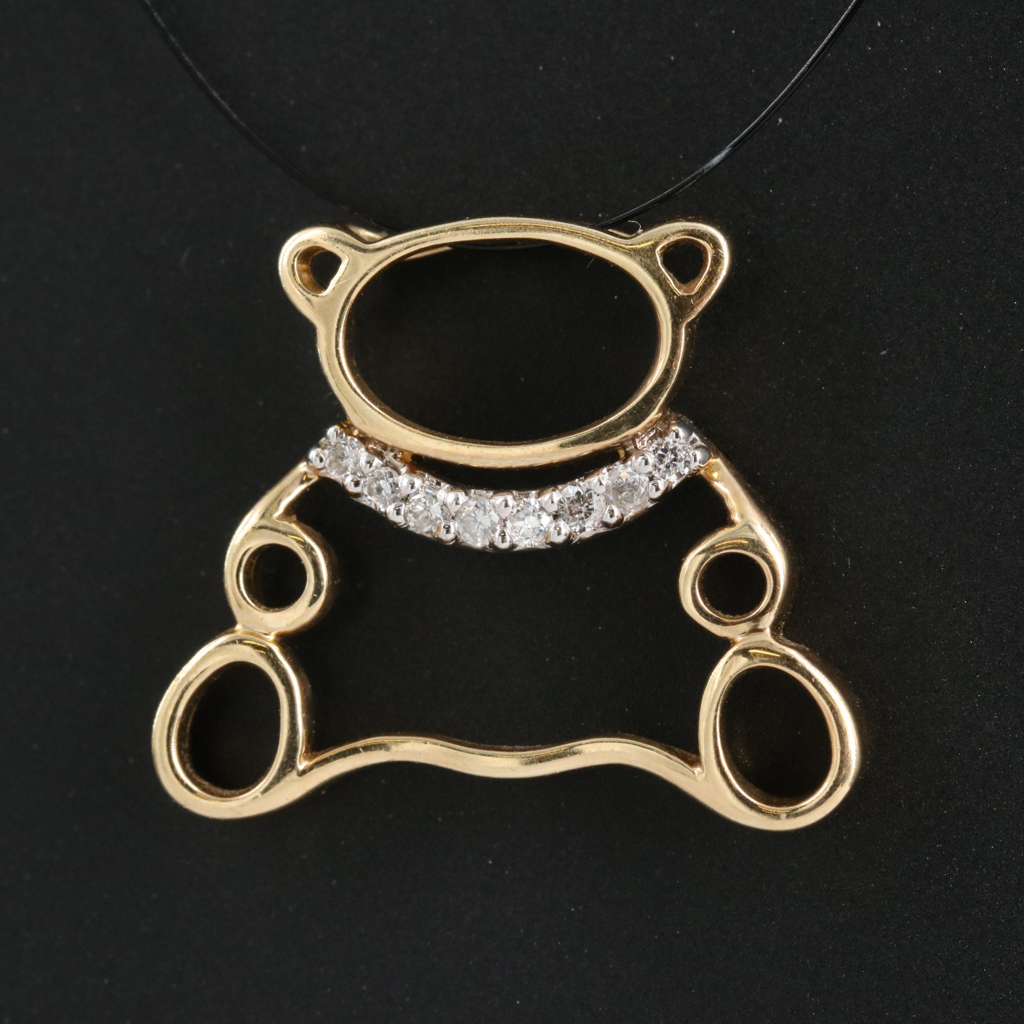 14K Diamond Bear Pendant