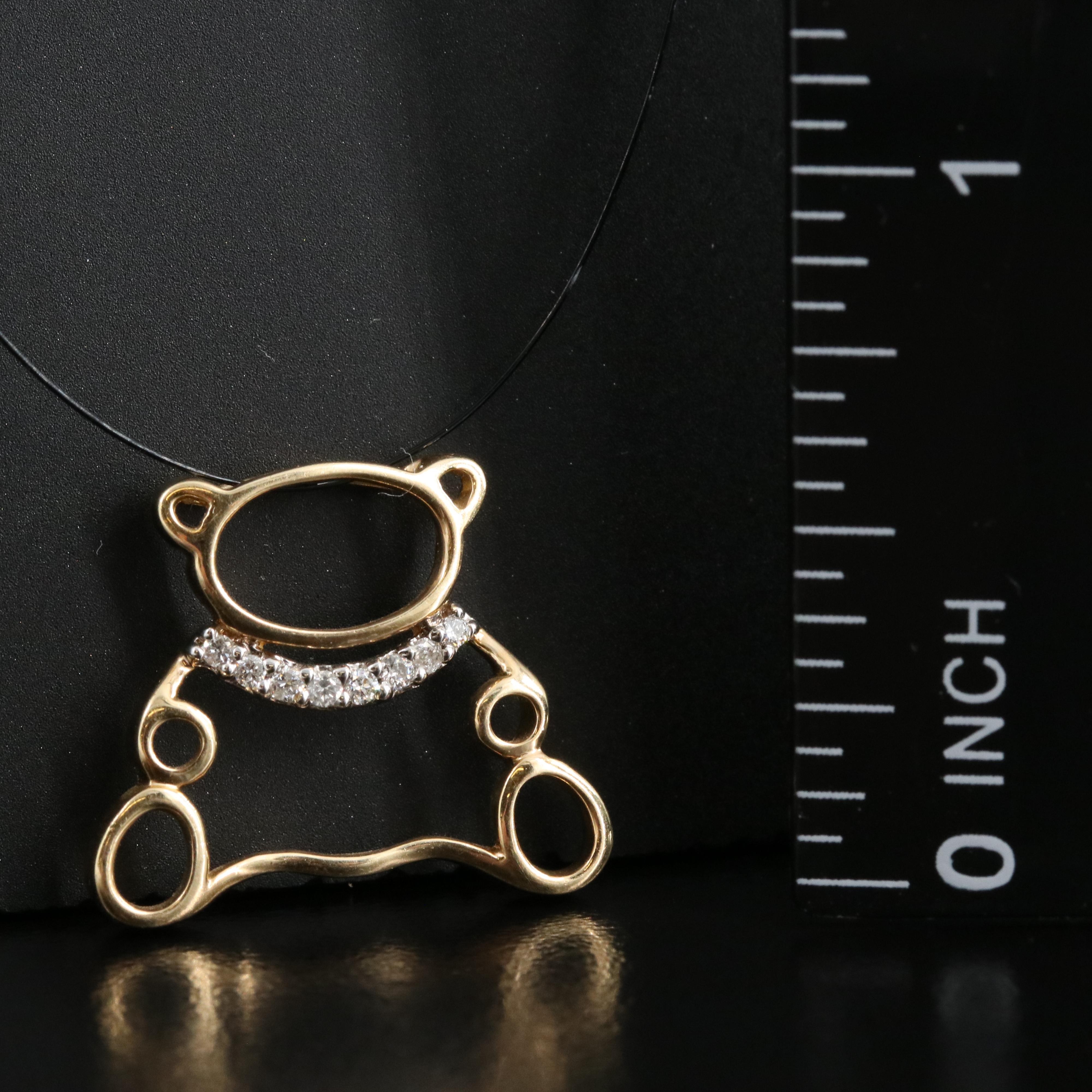 14K Diamond Bear Pendant