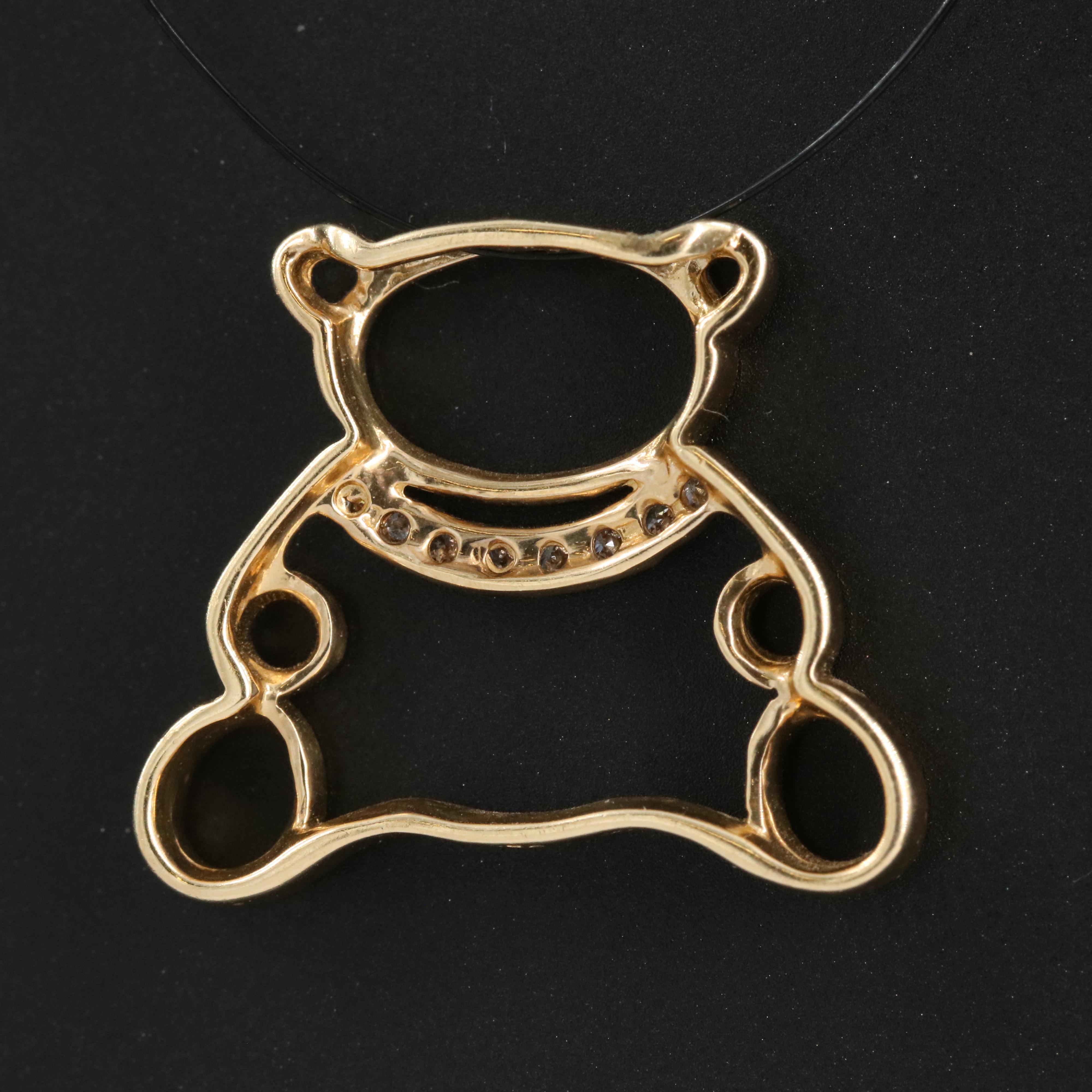 14K Diamond Bear Pendant