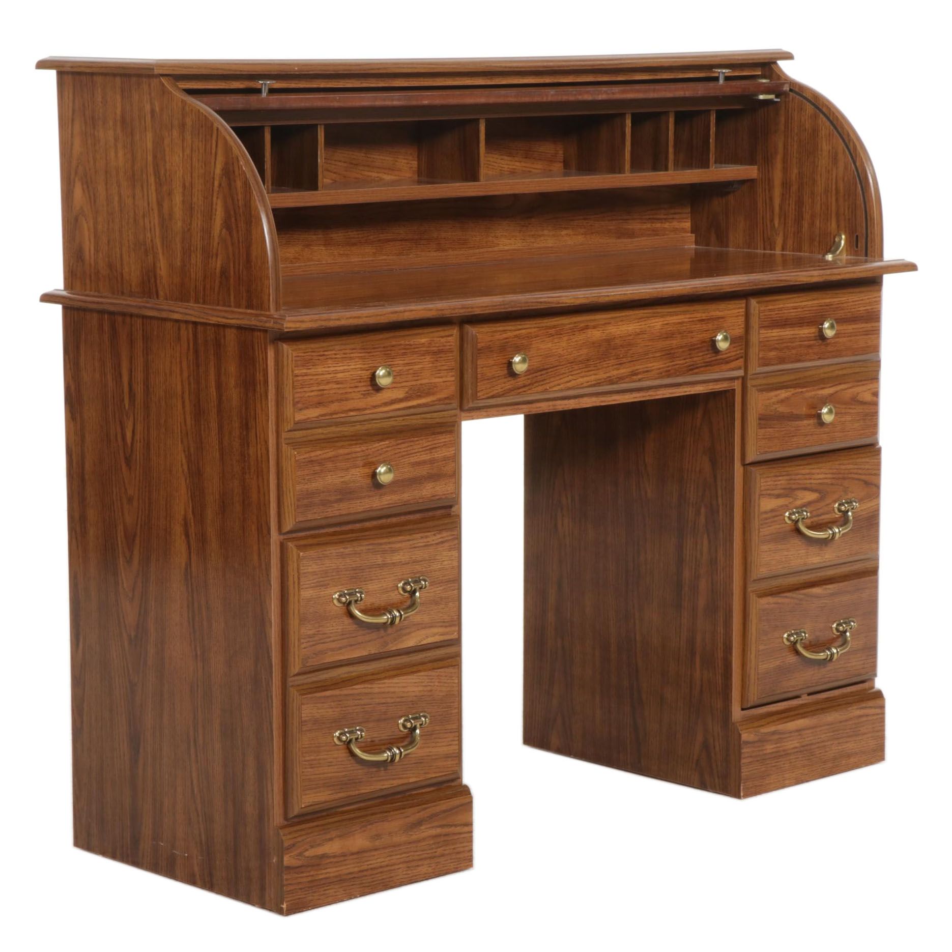 Oak Finished Roll Top Desk, Late 20th to 21st Century