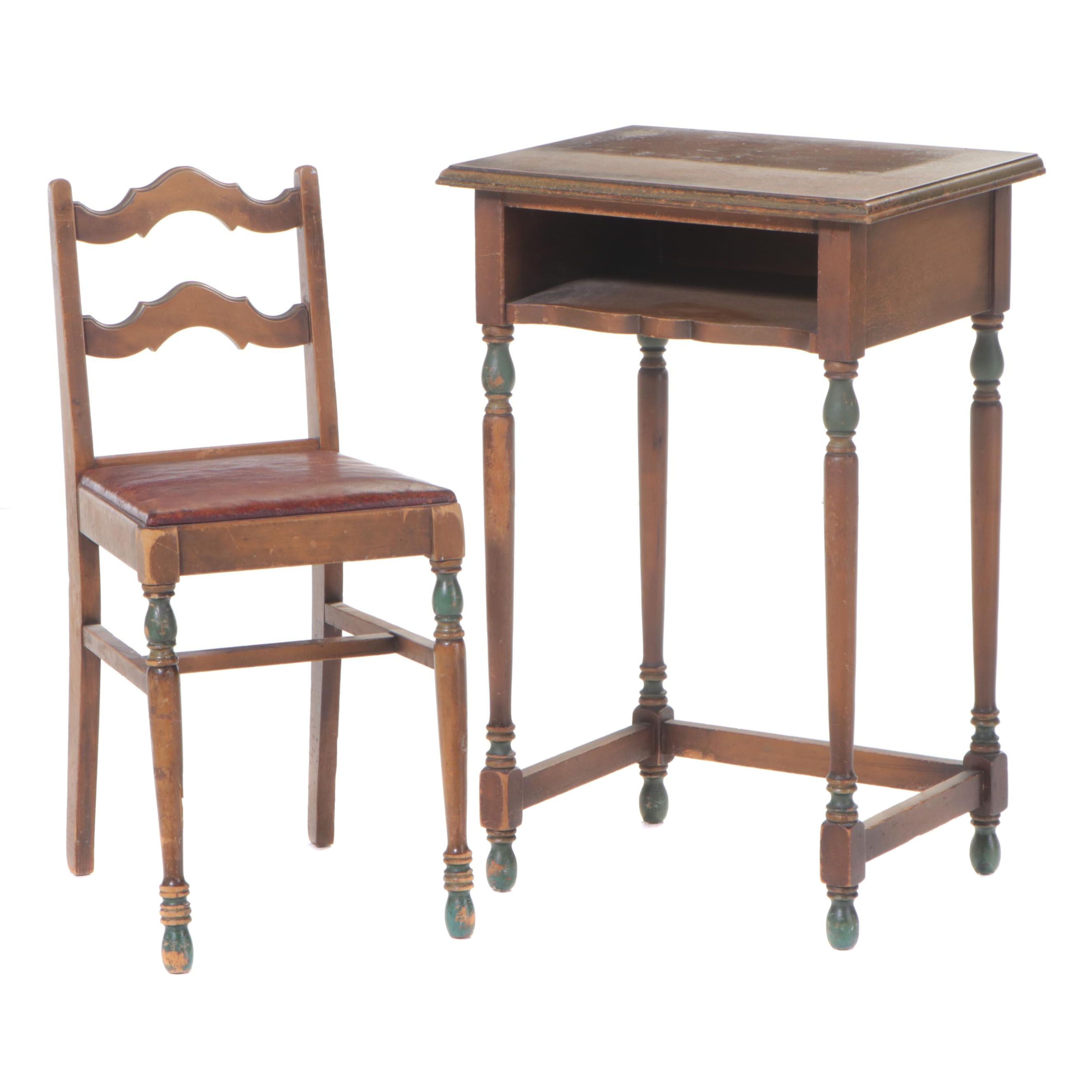 ParcelPainted Hardwood Telephone Table and Stool, Early to Mid 20th Century EBTH