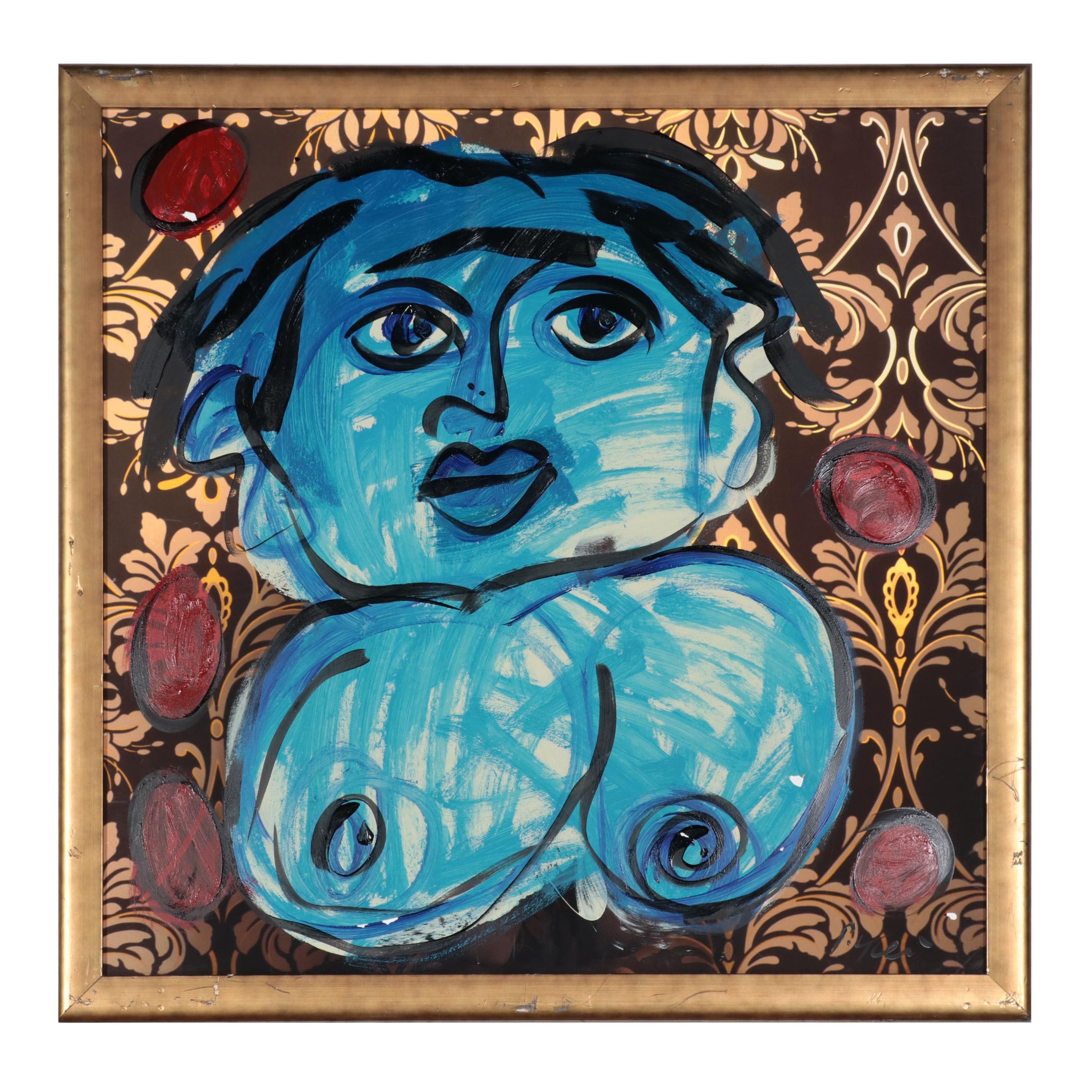 Peter Keil Abstract Portrait Mixed Media Acrylic Painting