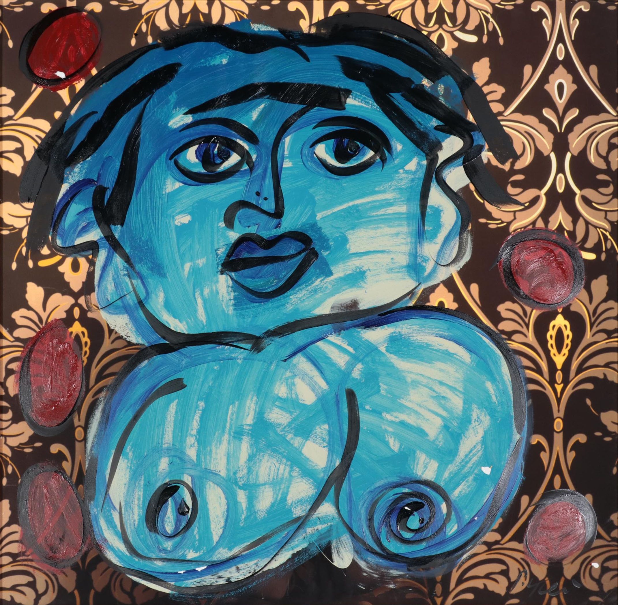 Peter Keil Abstract Portrait Mixed Media Acrylic Painting