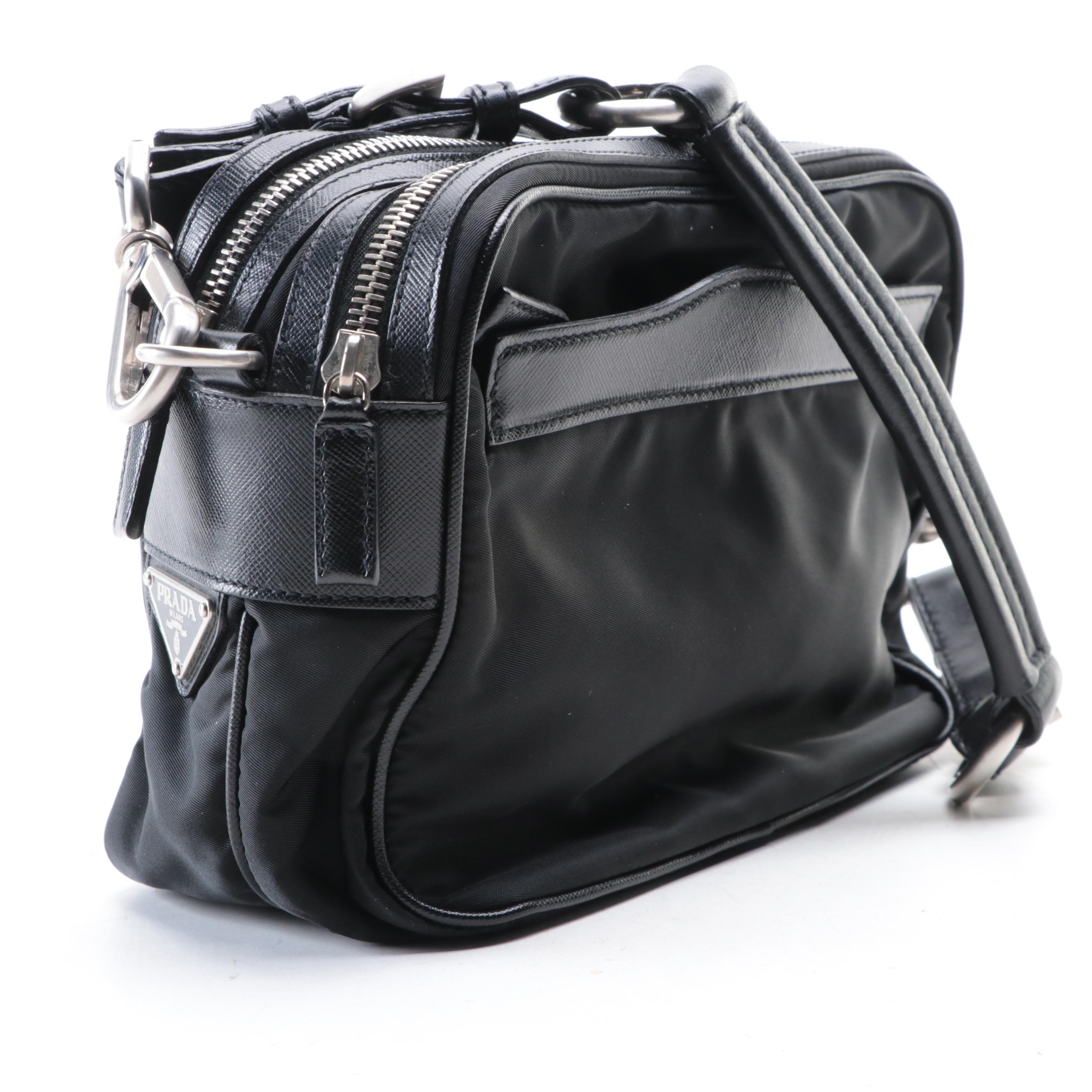 Prada Tessuto Nylon and Saffiano Leather Shoulder Bag
