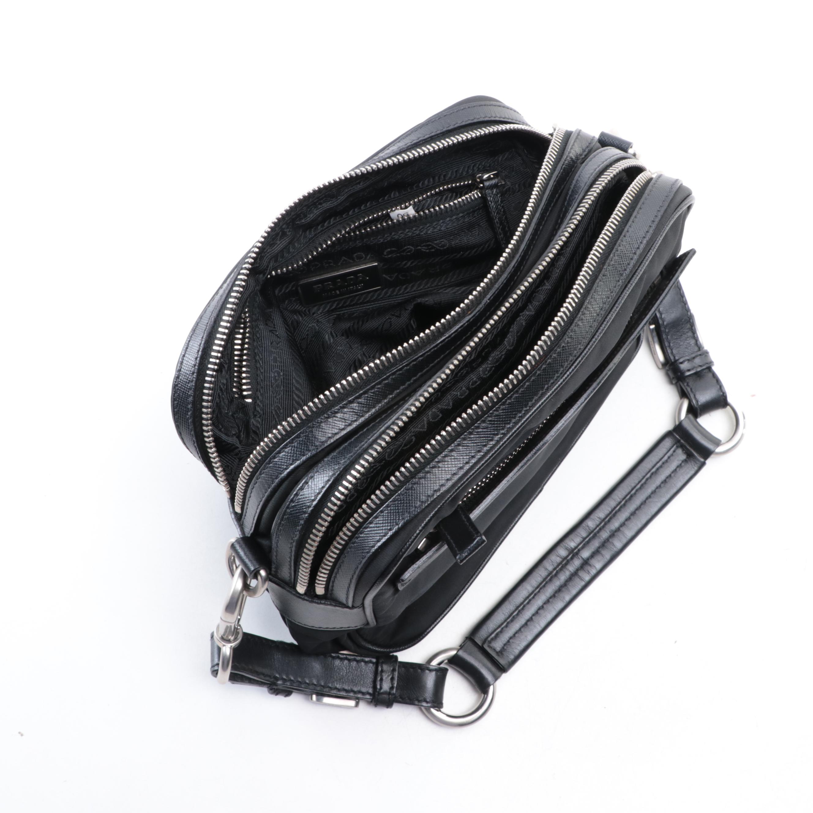 Prada Tessuto Nylon and Saffiano Leather Shoulder Bag