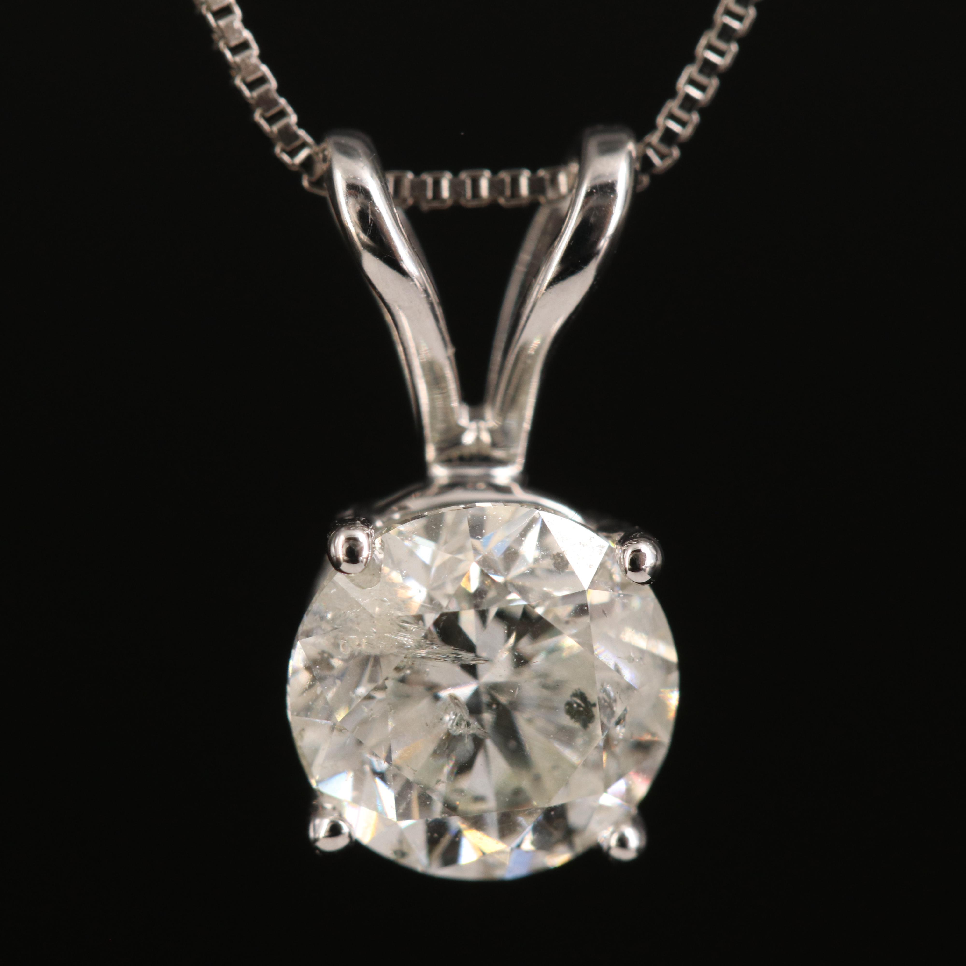 14K 0.98 CT Diamond Solitaire Pendant