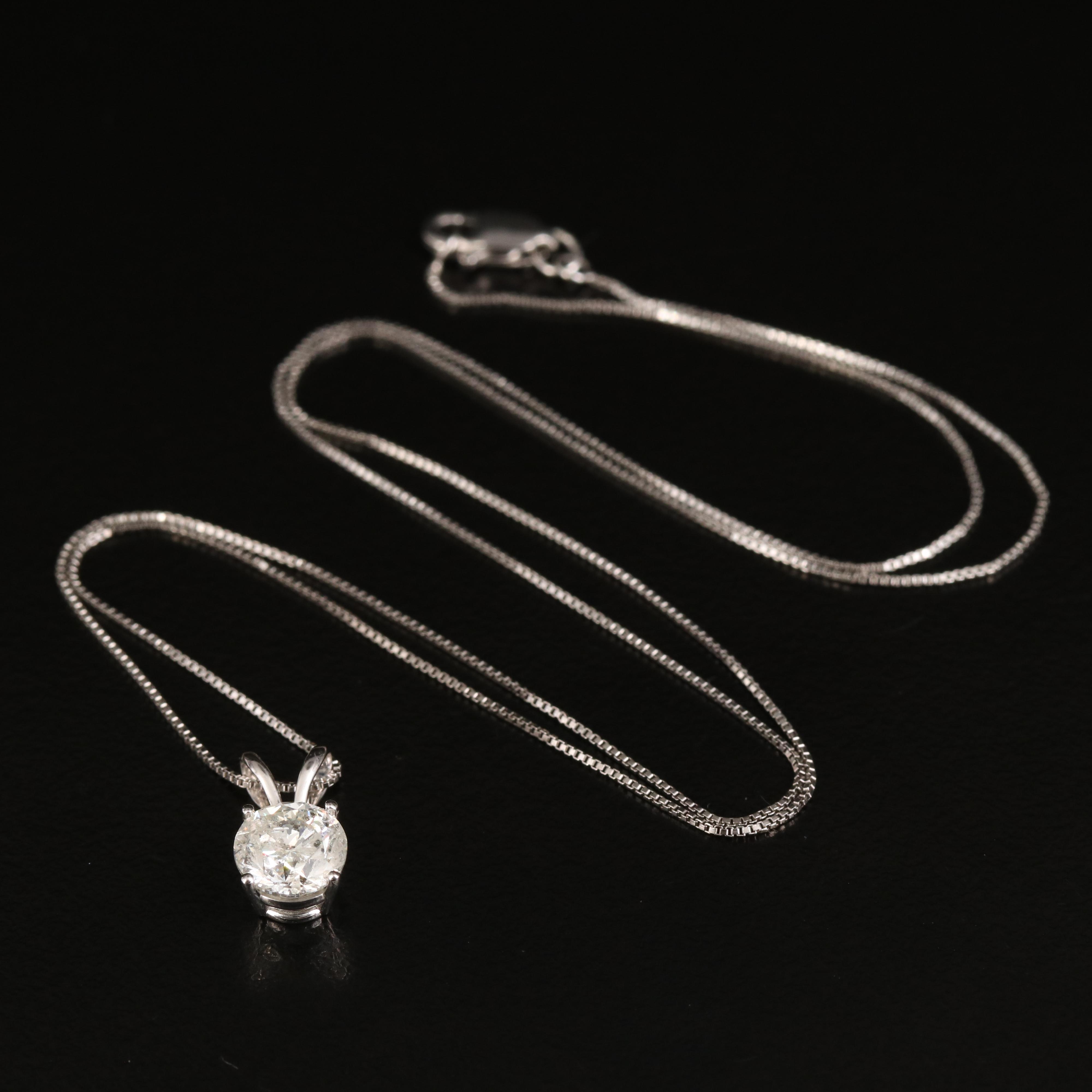 14K 0.98 CT Diamond Solitaire Pendant
