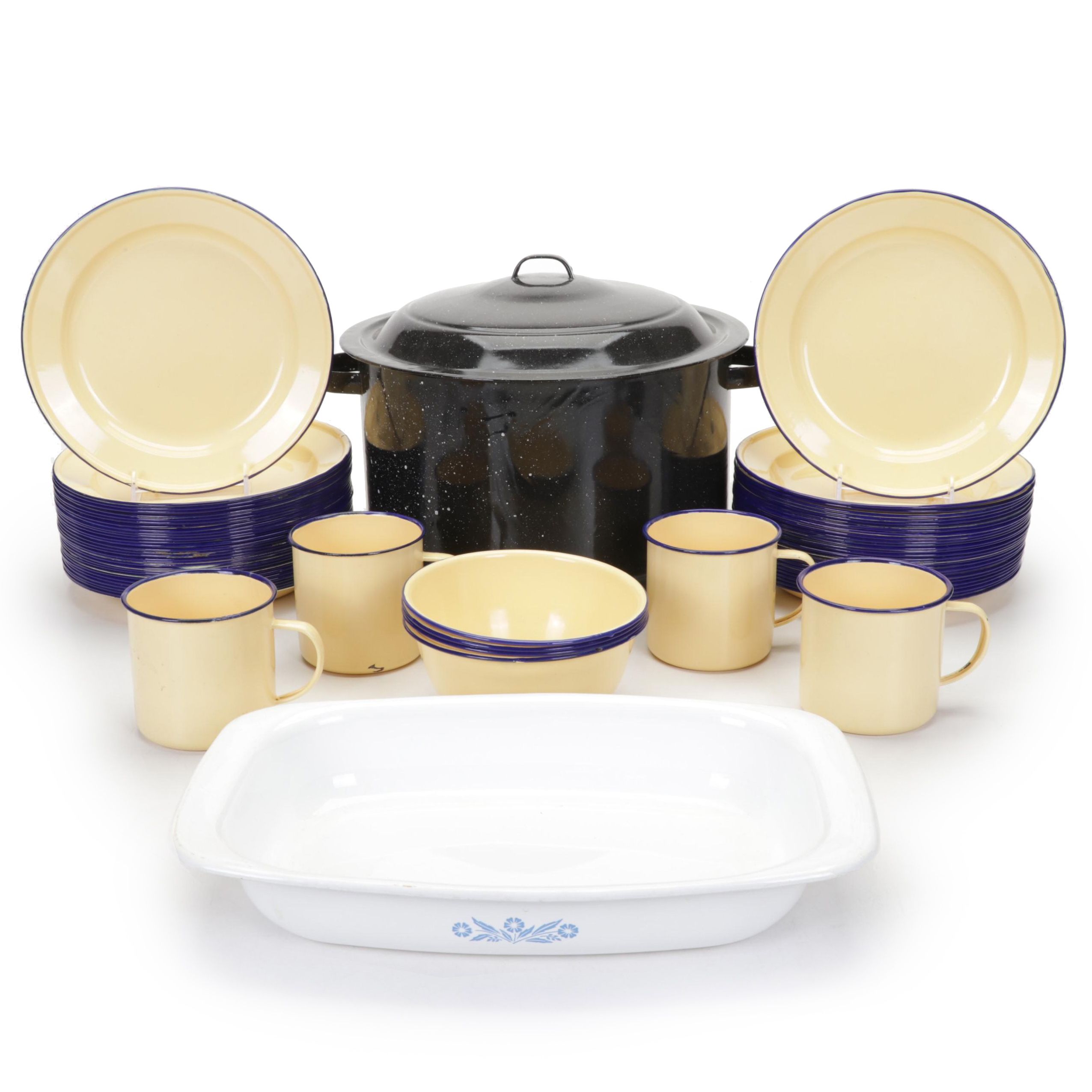 Corningware Casserole Dish with Pottery Barn and Other Enamelware