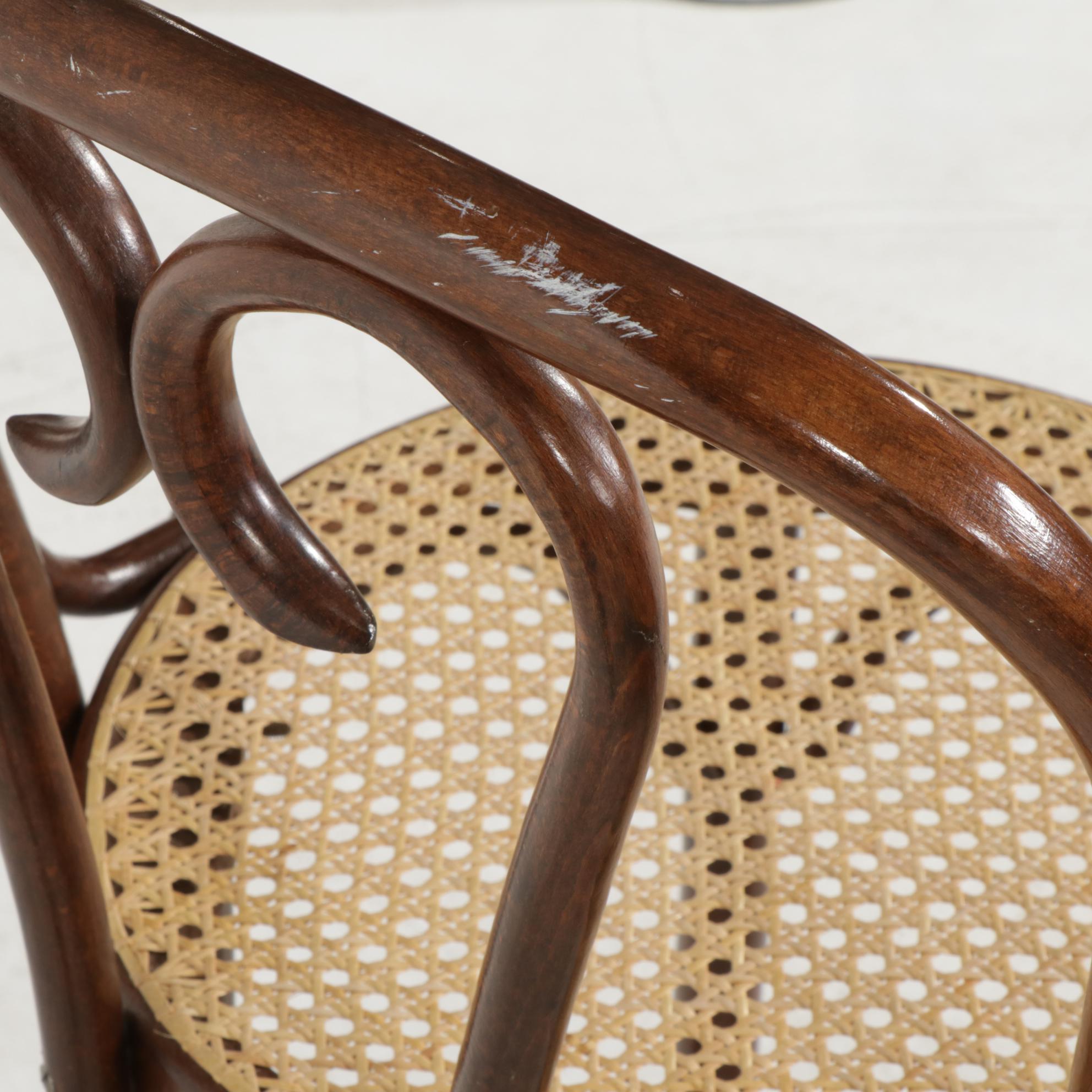Six Romanian Bentwood Barstools with Cane Seats, Late 20th Century