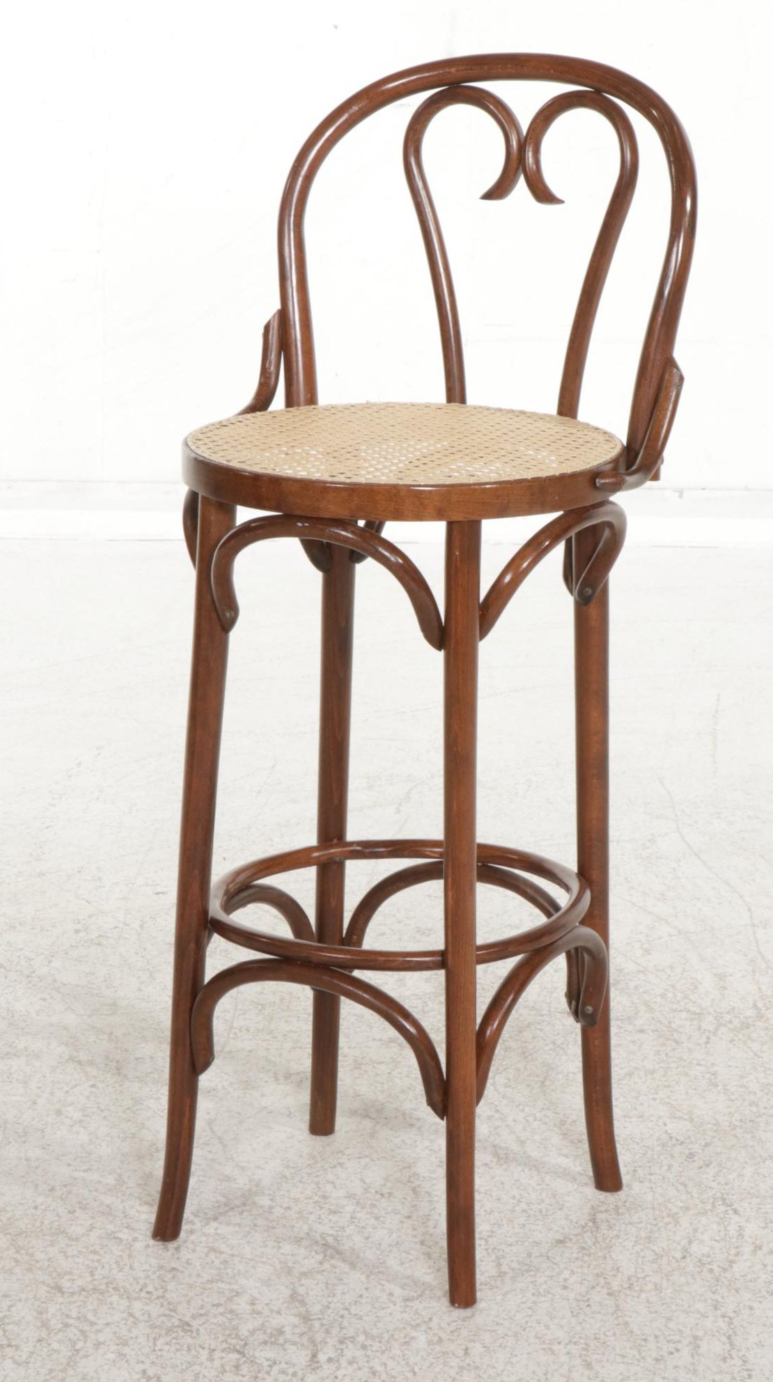 Six Romanian Bentwood Barstools with Cane Seats, Late 20th Century