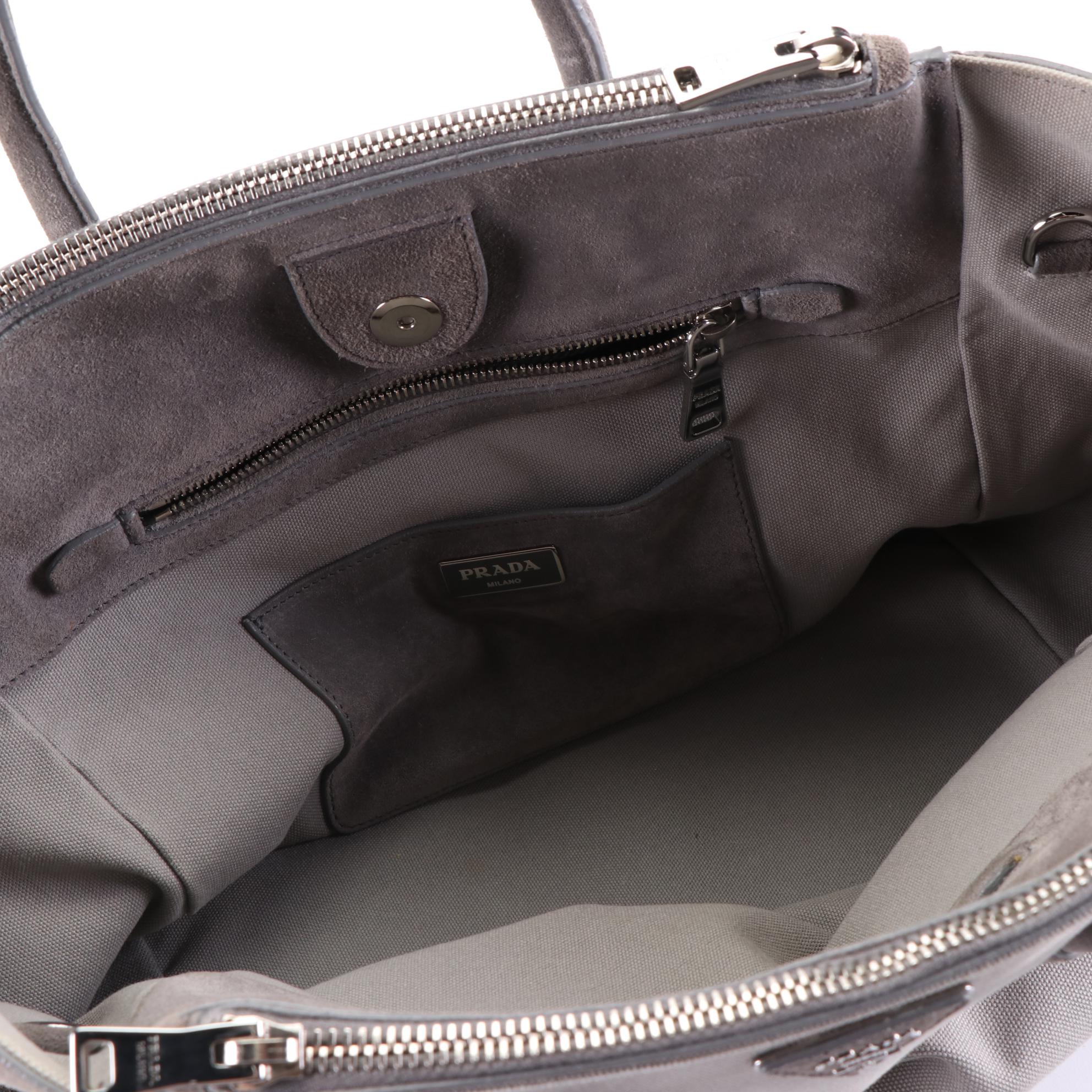 Prada Twin Pocket Tote Bag in Canvas and Suede