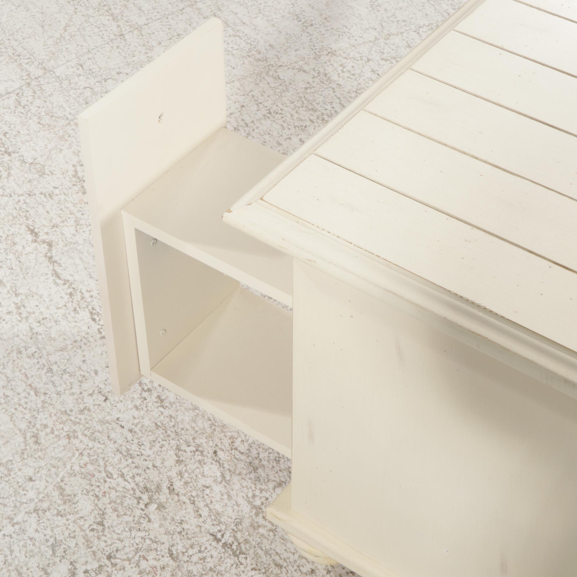 Cream Colored Painted Wood Side Table, 21st Century