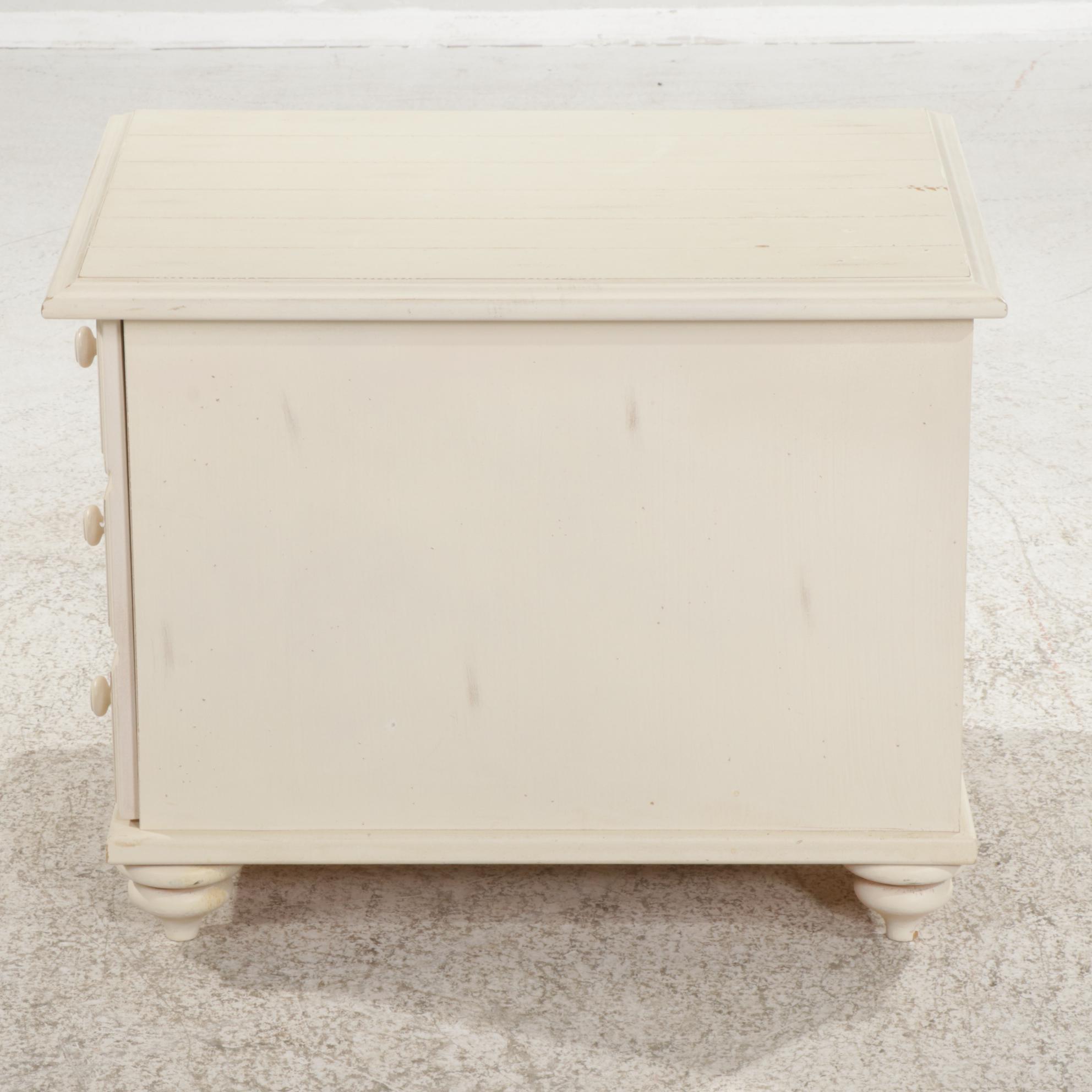 Cream Colored Painted Wood Side Table, 21st Century