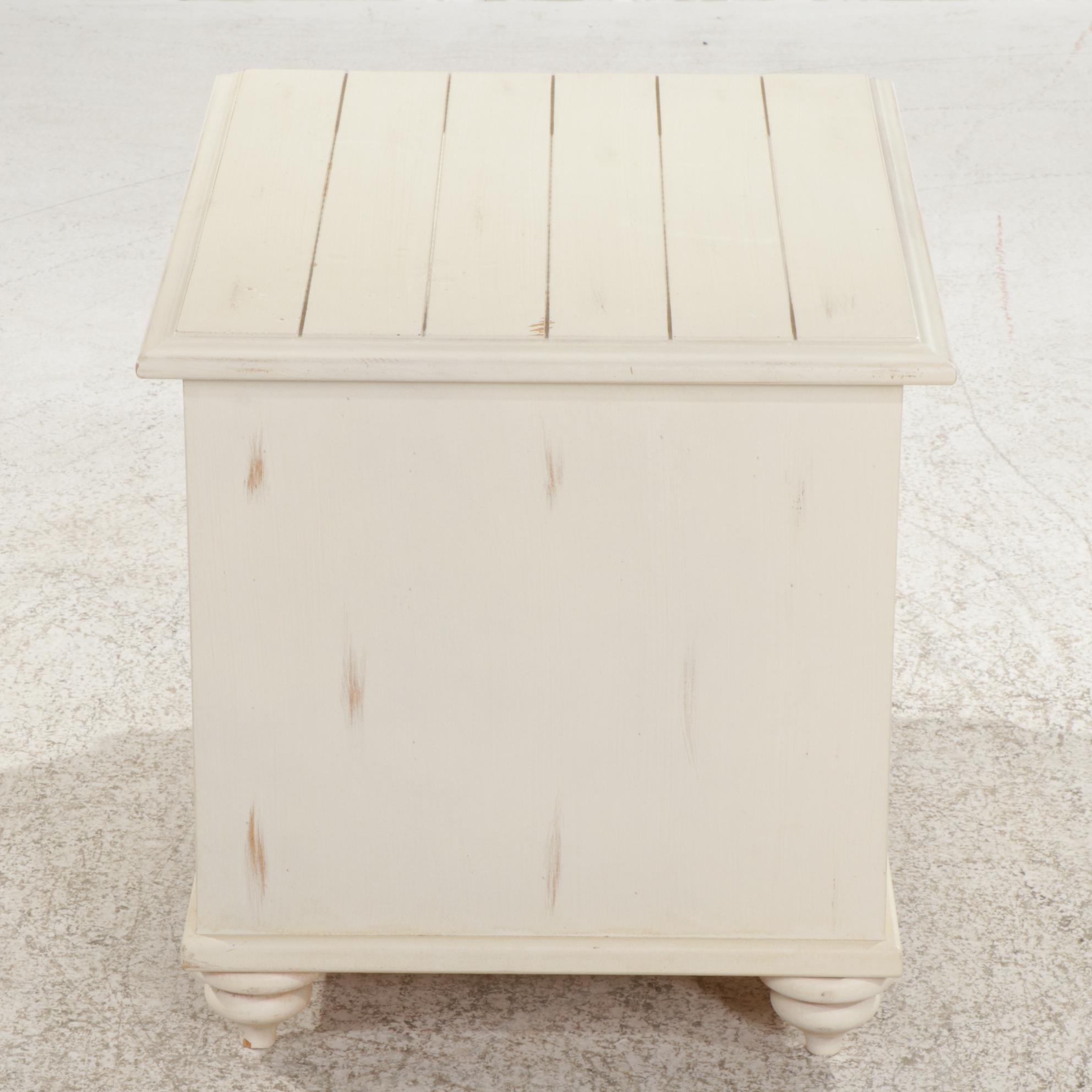 Cream Colored Painted Wood Side Table, 21st Century