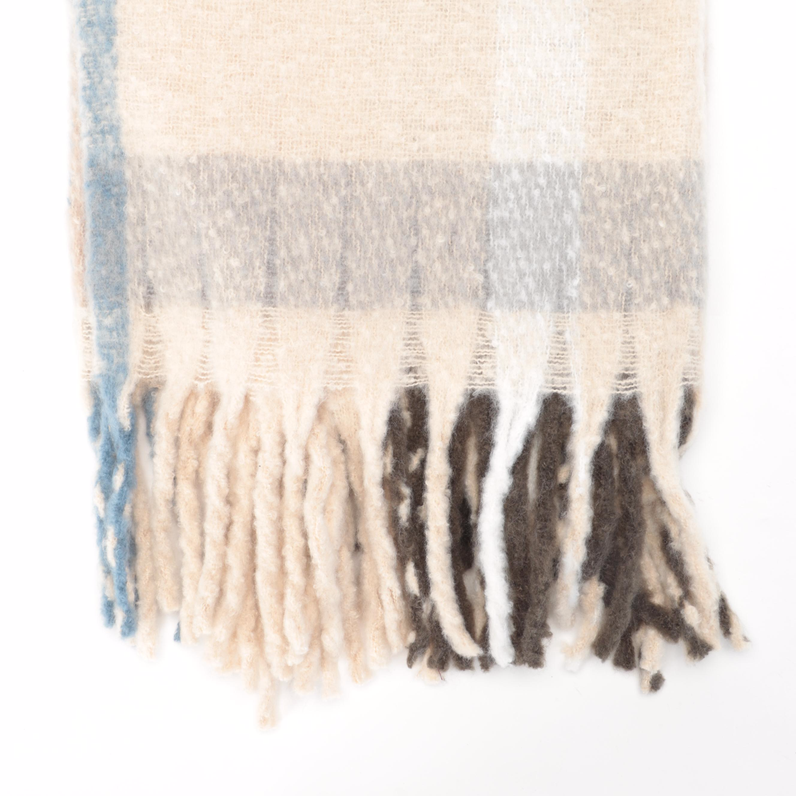 Pair of Threshold Throw Pillows with Magaschoni Faux Mohair Throw Blanket