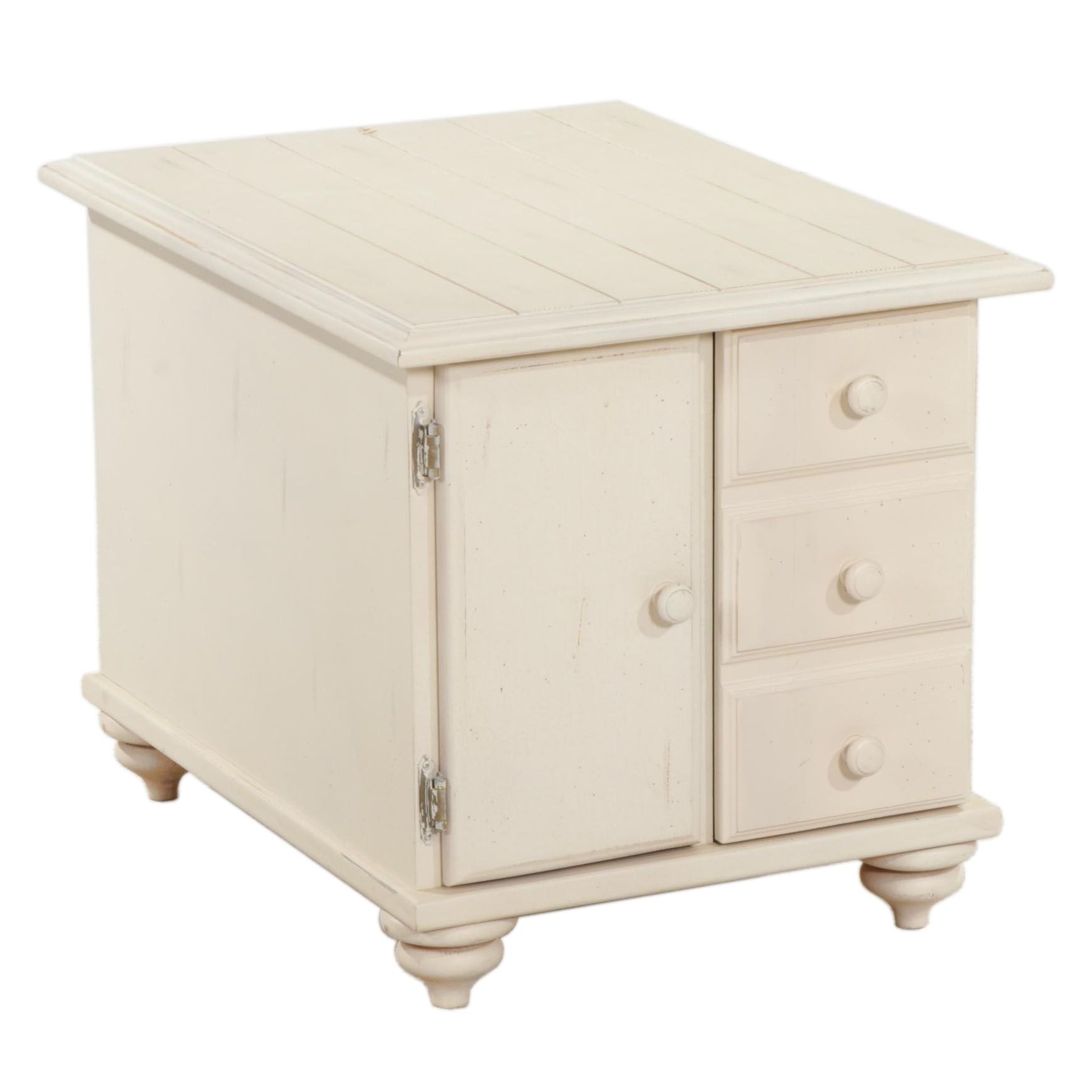 Cream Colored Painted Wood Side Table, 21st Century
