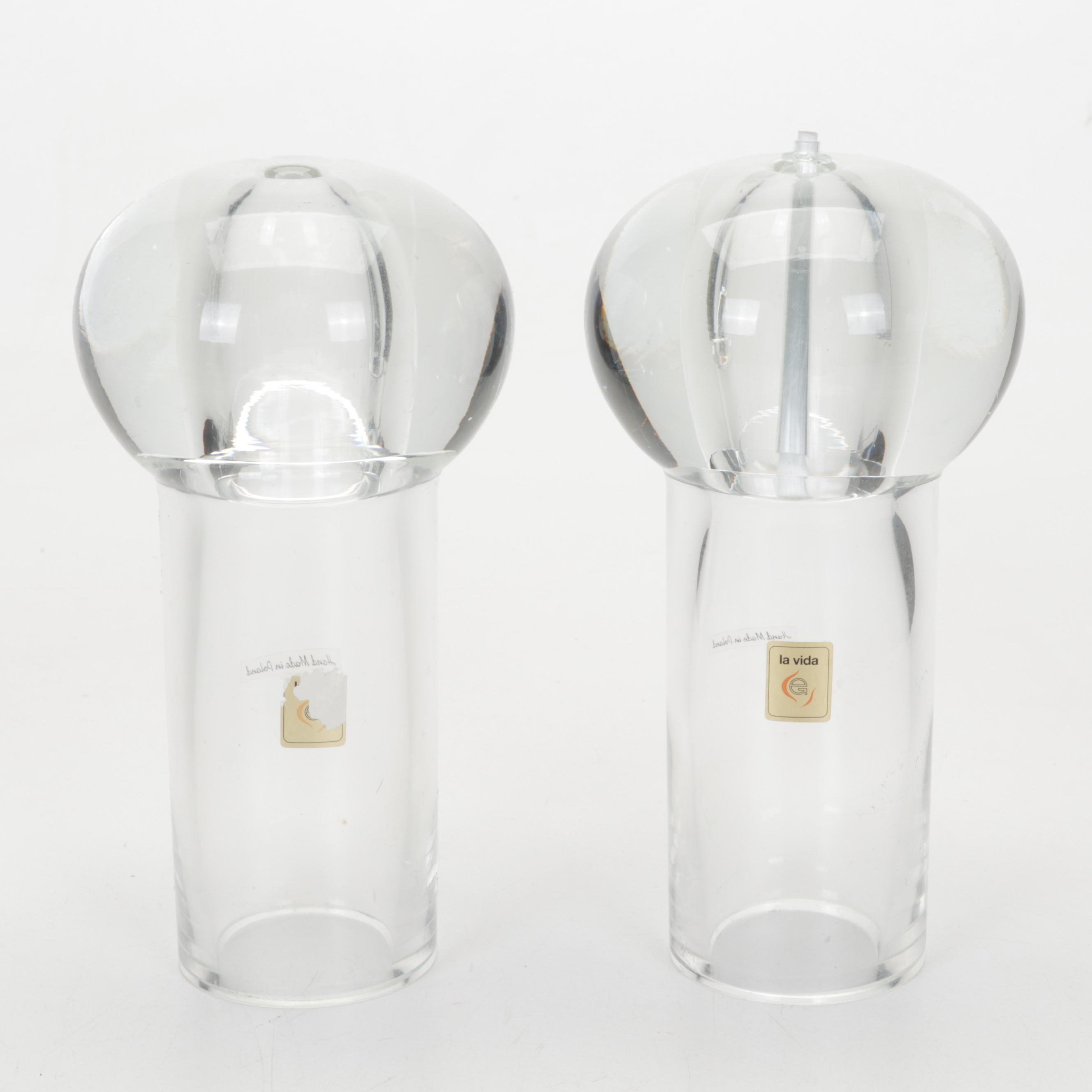 Crimson Swirl Spanish Art Glass Centerpiece Bowl & La Vida Polish Oil Lamps