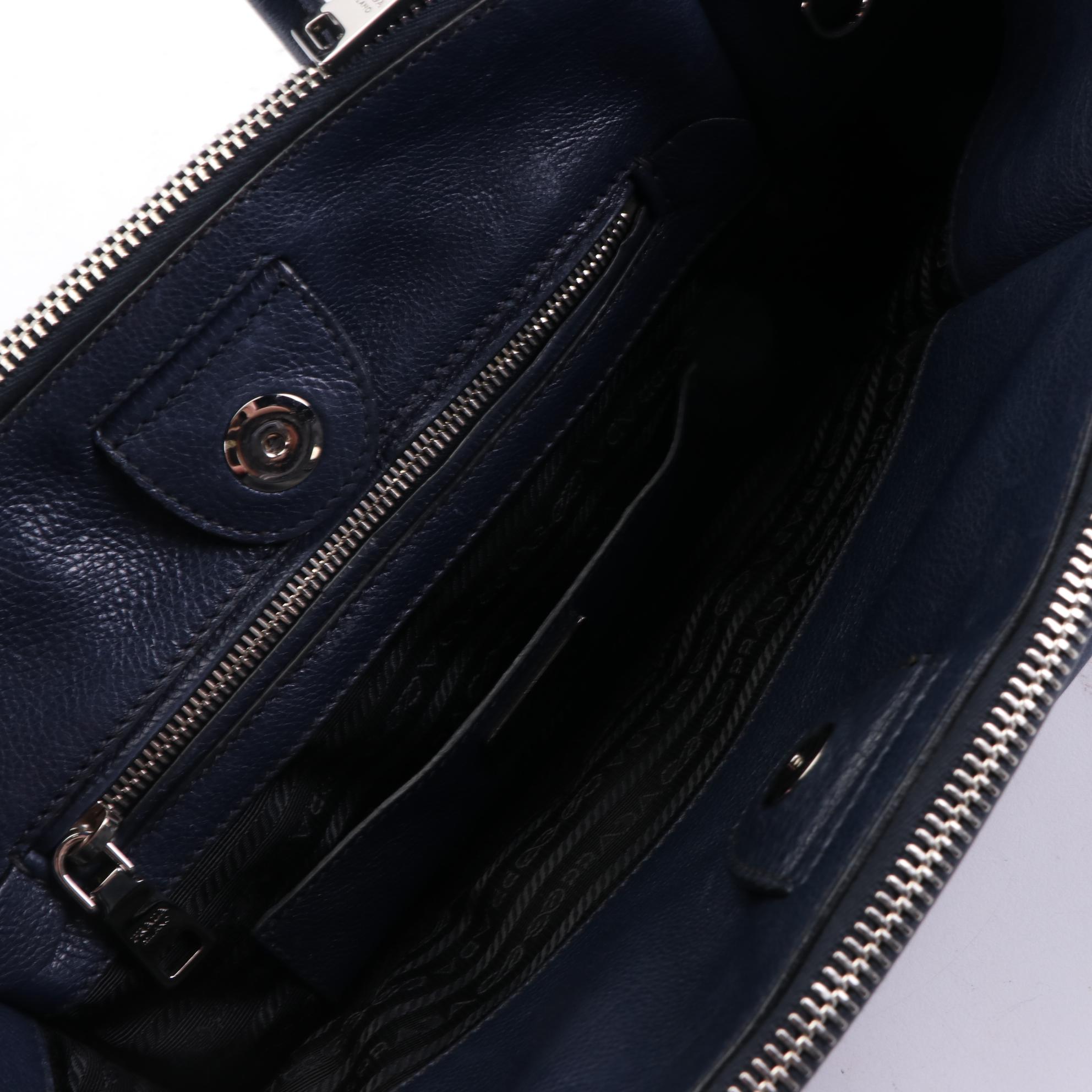 Prada Twin Pocket Tote Small in Baltico Glace Calf and Suede