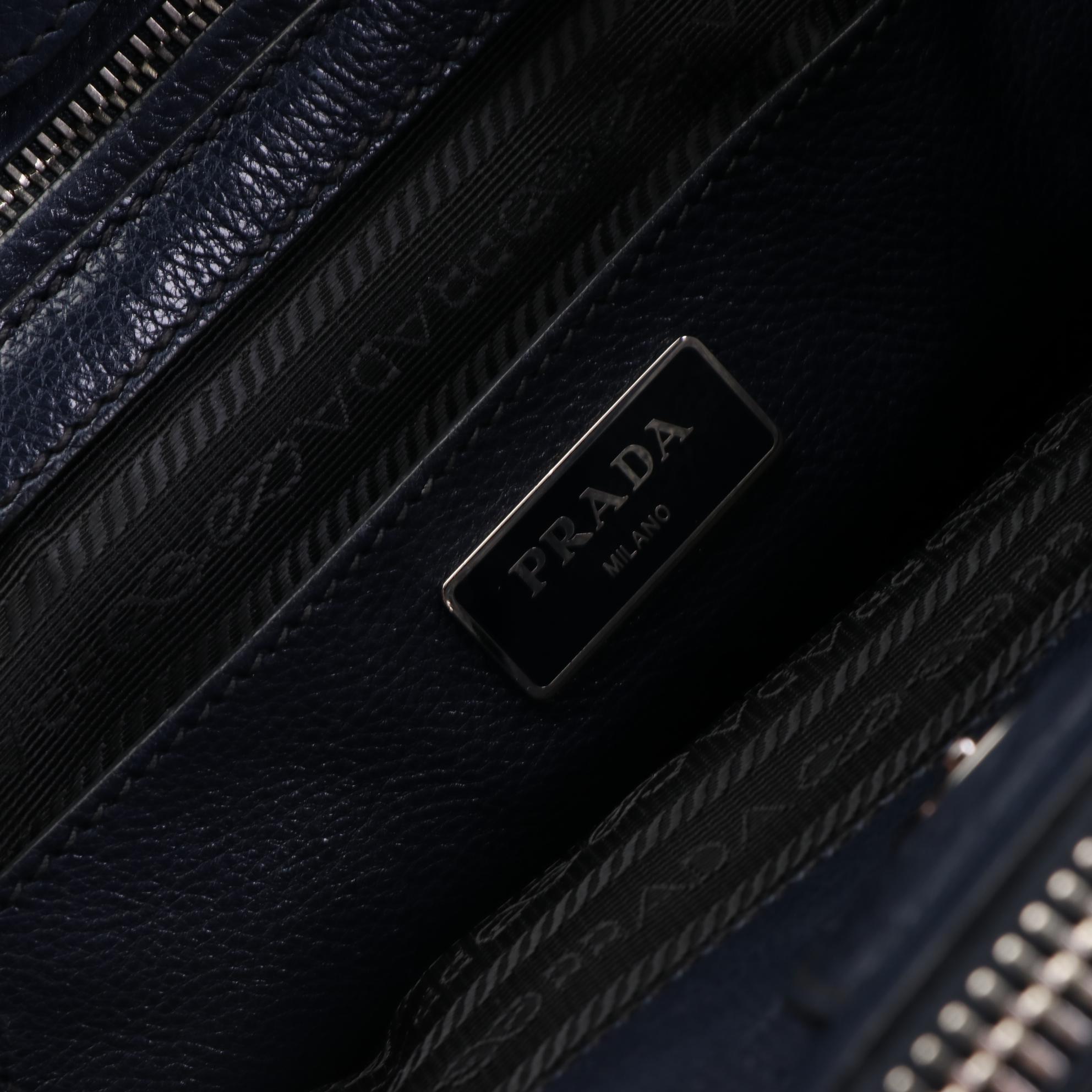 Prada Twin Pocket Tote Small in Baltico Glace Calf and Suede