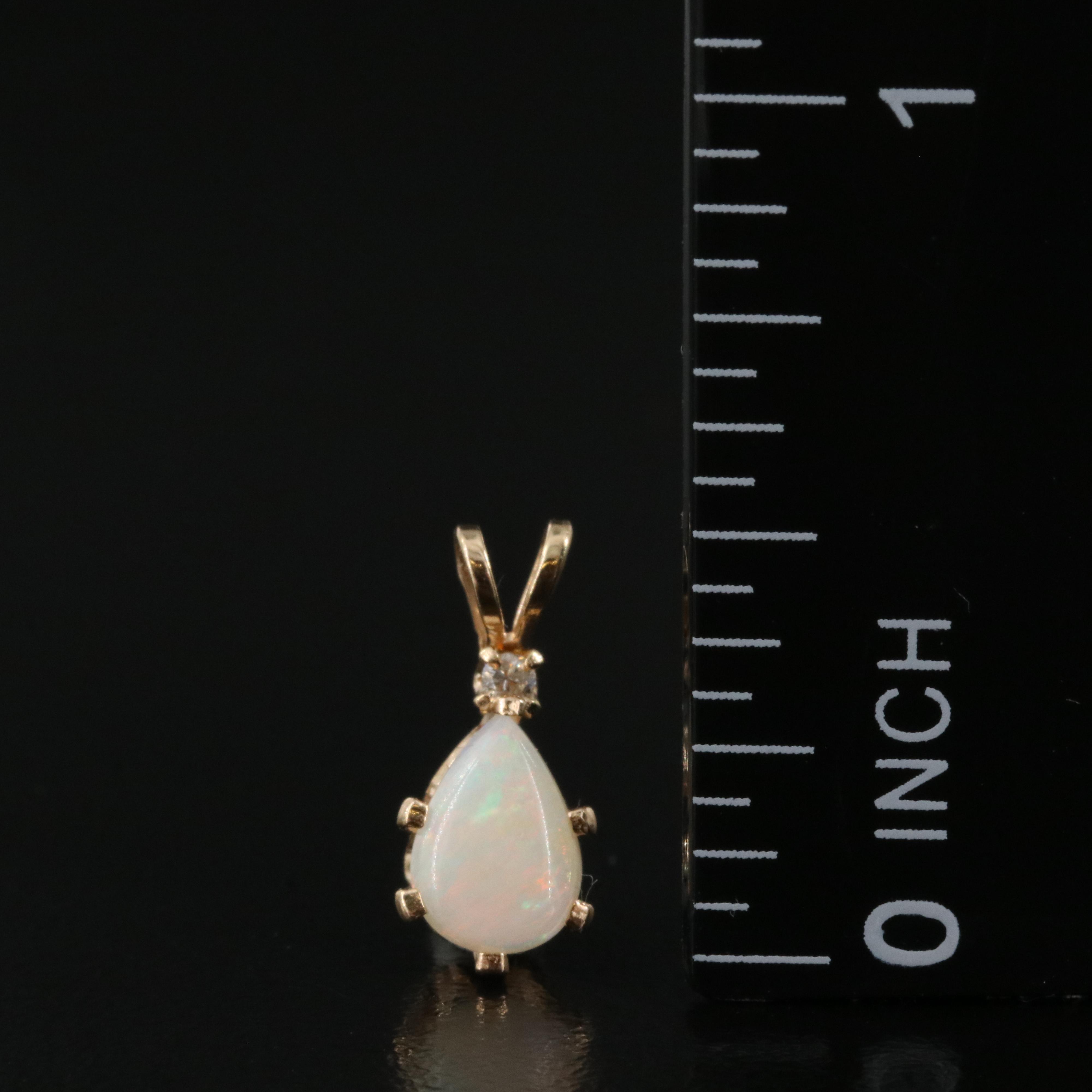 14K Opal and Diamond Pendant Paired with 10K Opal and Diamond Ring