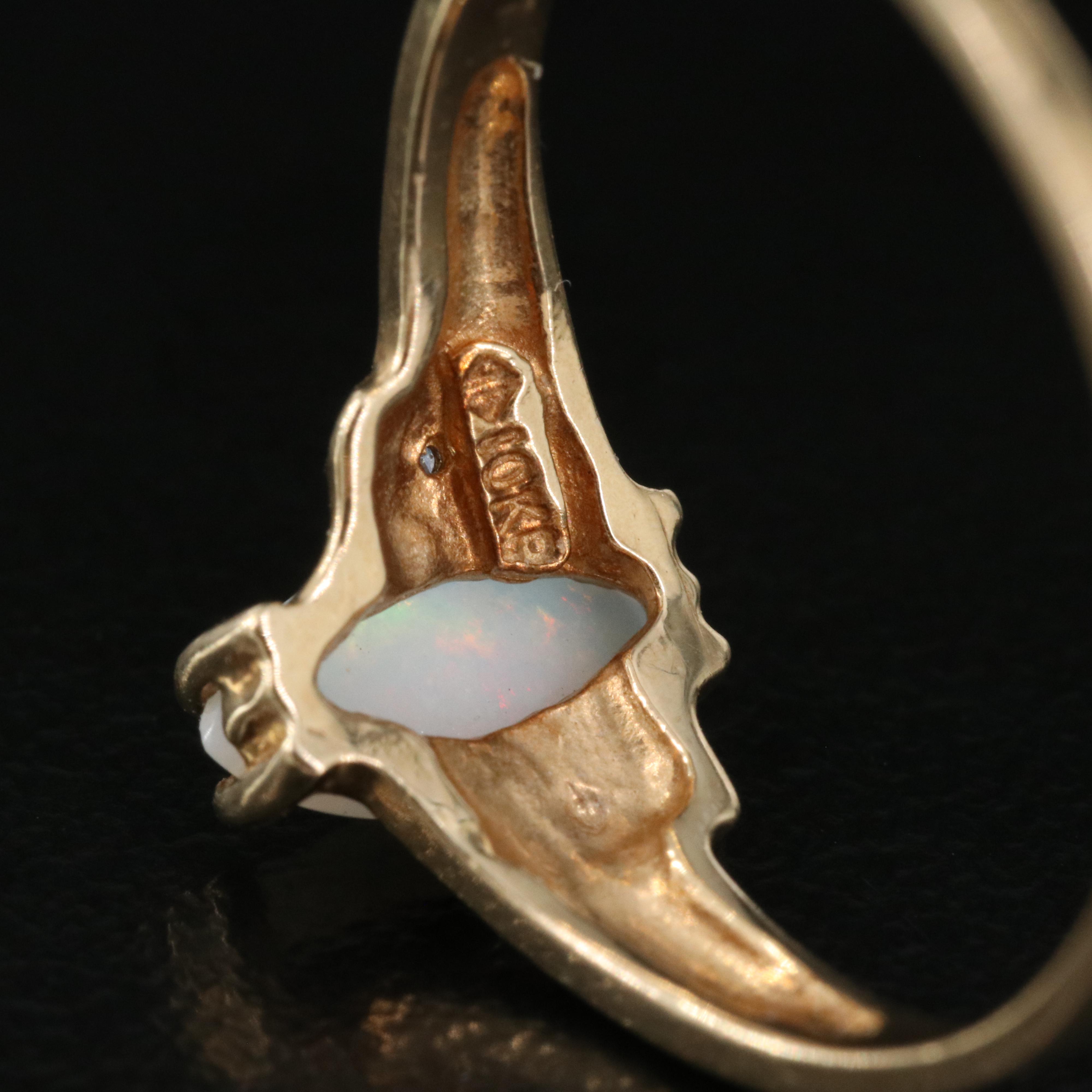 14K Opal and Diamond Pendant Paired with 10K Opal and Diamond Ring