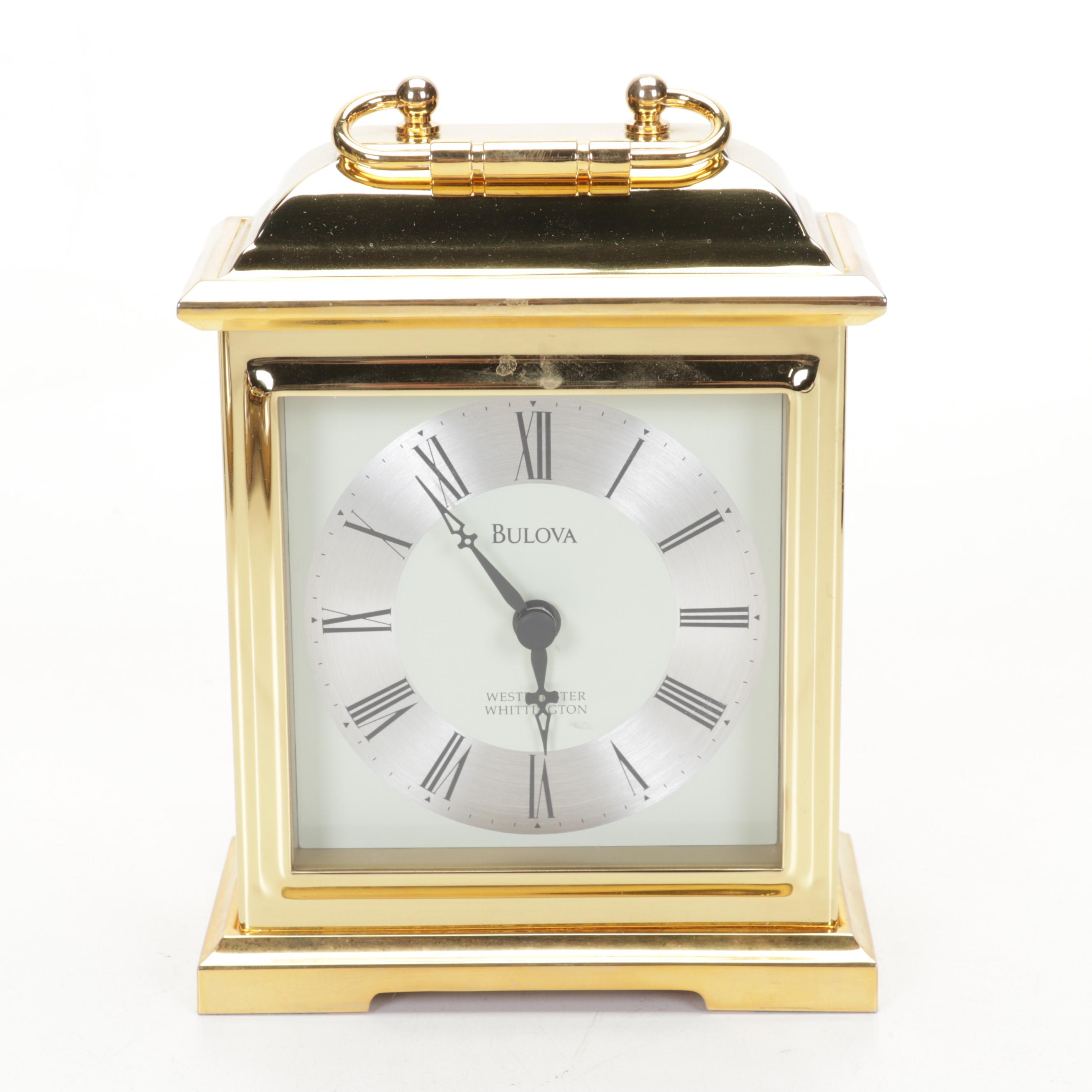 Bulova Westminster Whittington Brass Desk Clock with Other Brass Decor
