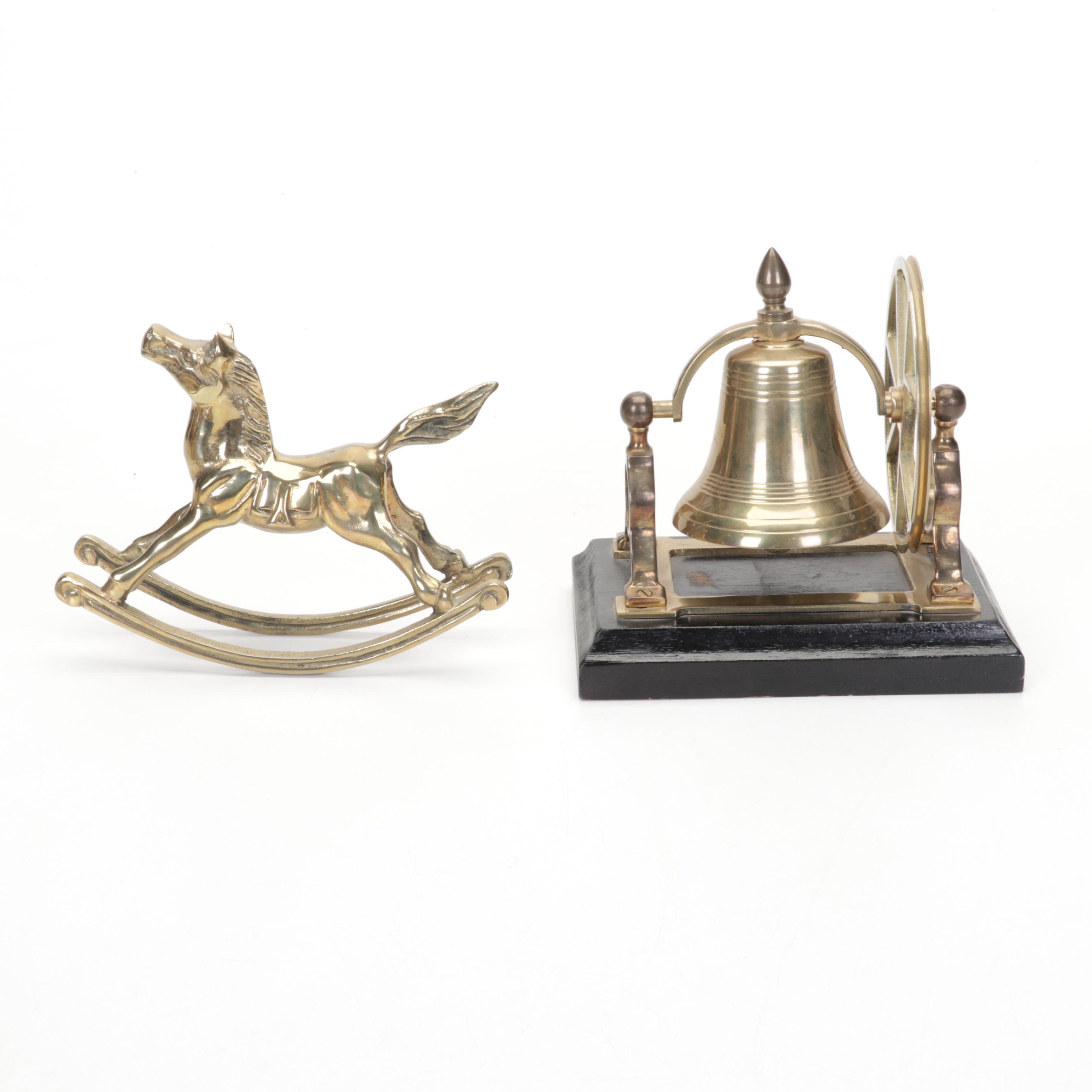 Bulova Westminster Whittington Brass Desk Clock with Other Brass Decor