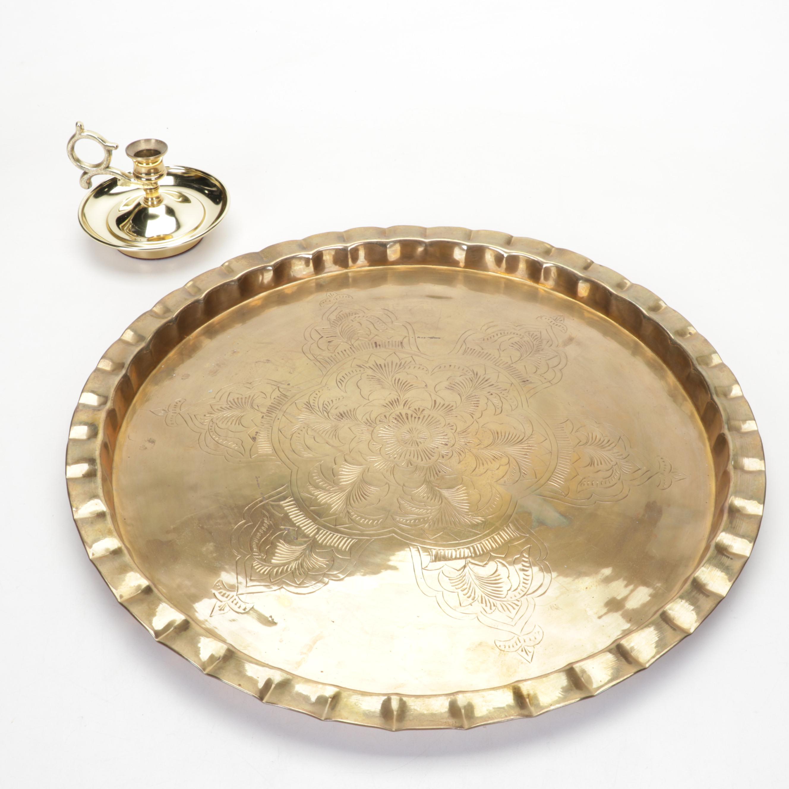 Bulova Westminster Whittington Brass Desk Clock with Other Brass Decor