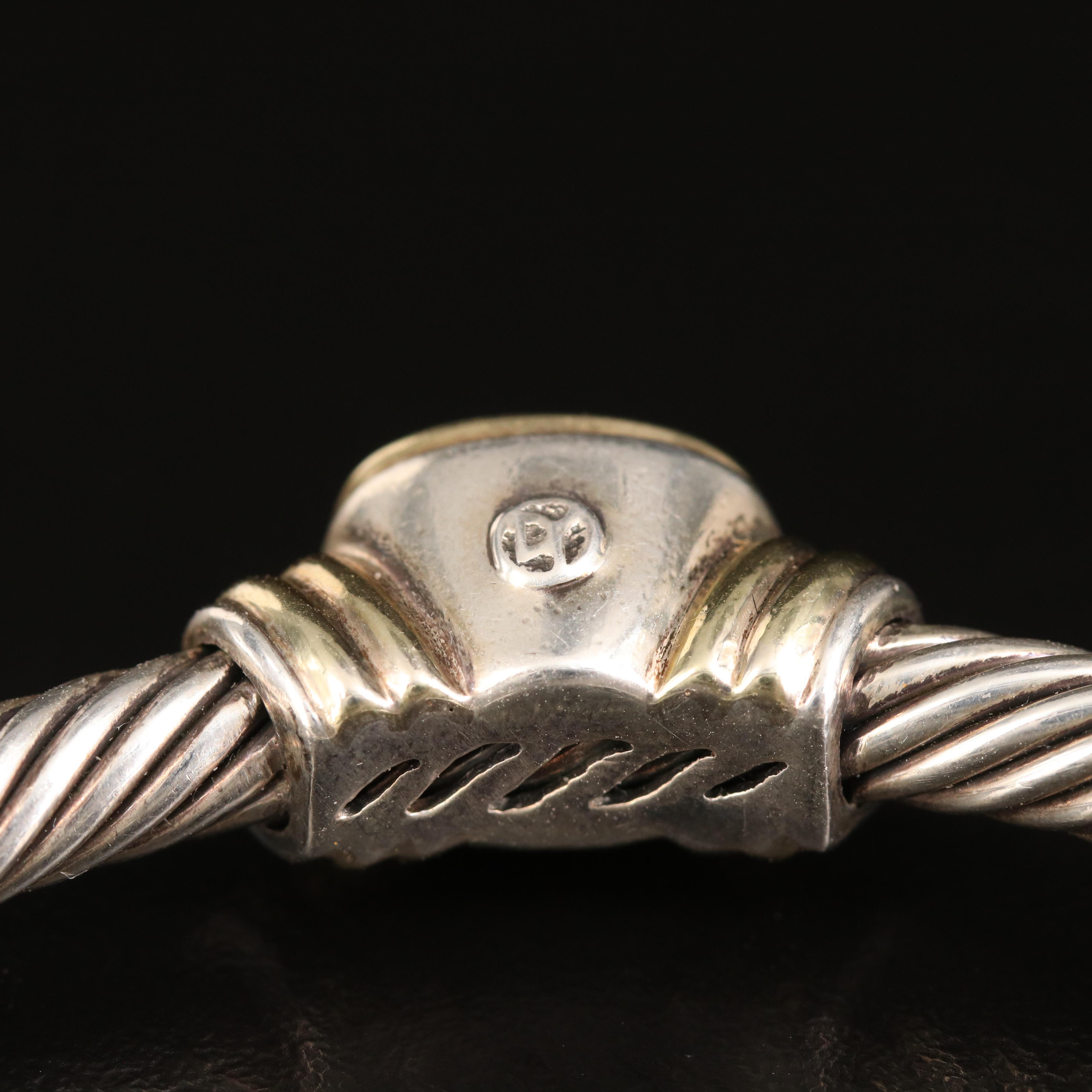 David Yurman Peridot Cable Cuff in Sterling with 14K Accents