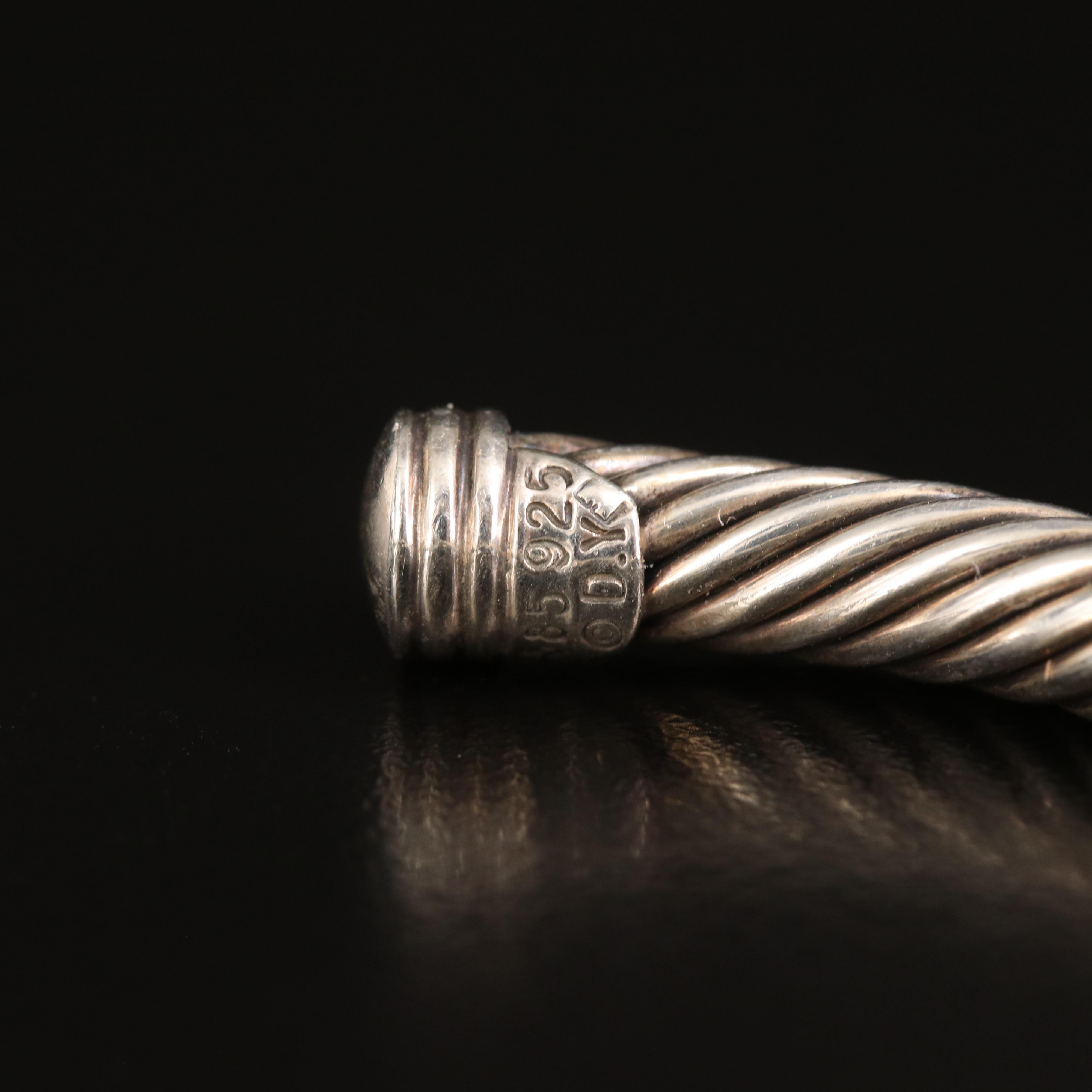 David Yurman Peridot Cable Cuff in Sterling with 14K Accents