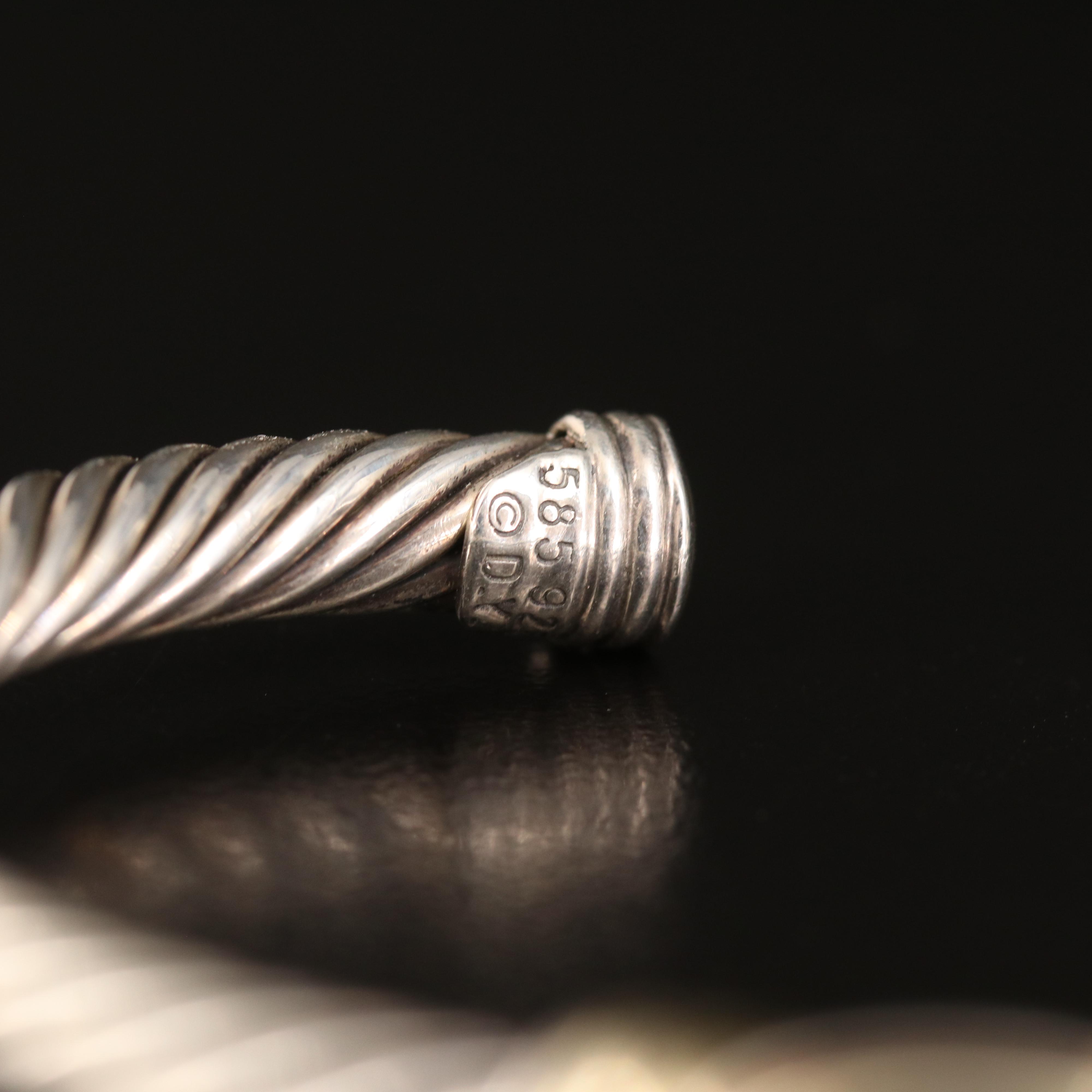 David Yurman Peridot Cable Cuff in Sterling with 14K Accents