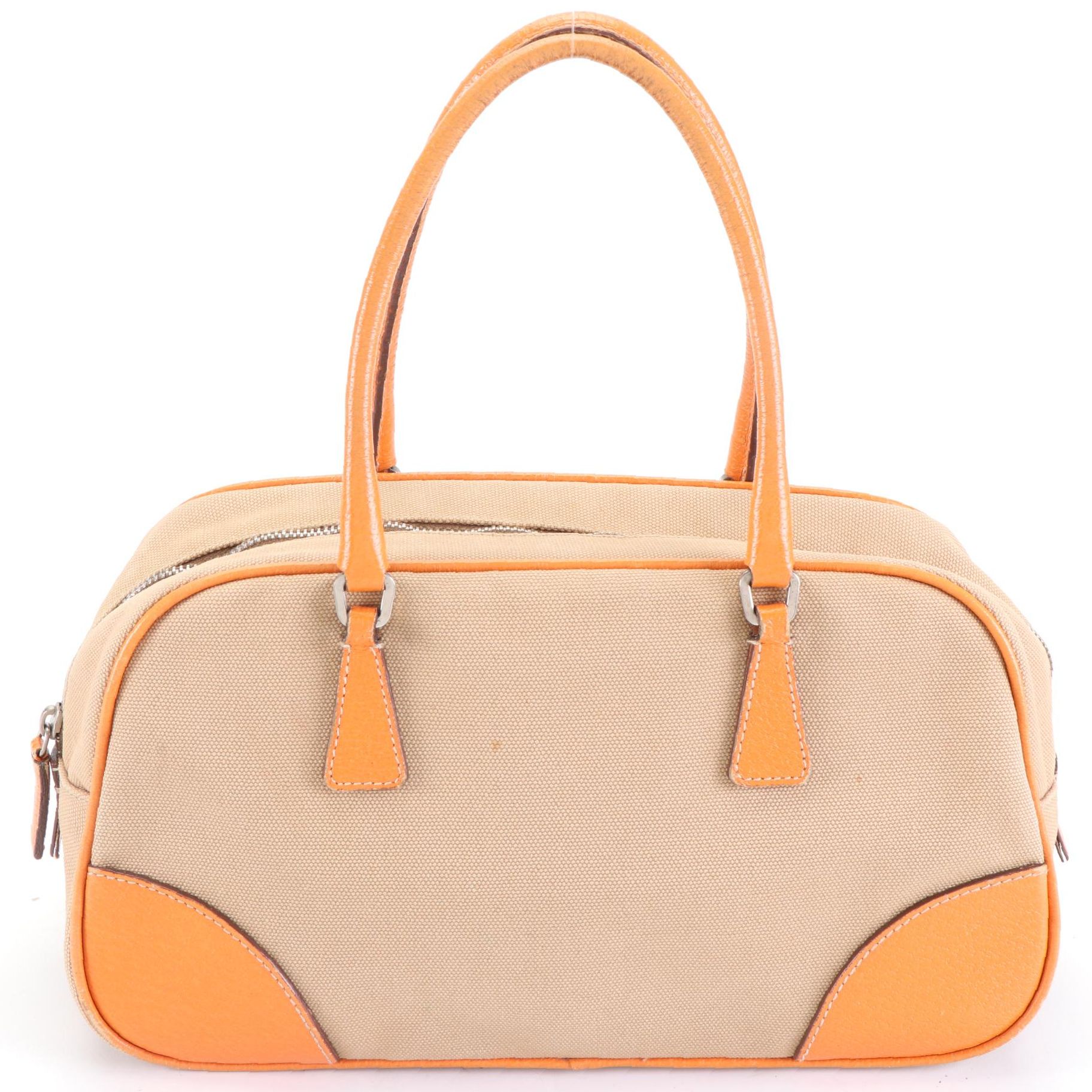 Prada Baguette in Canvas and Cinghi Leather