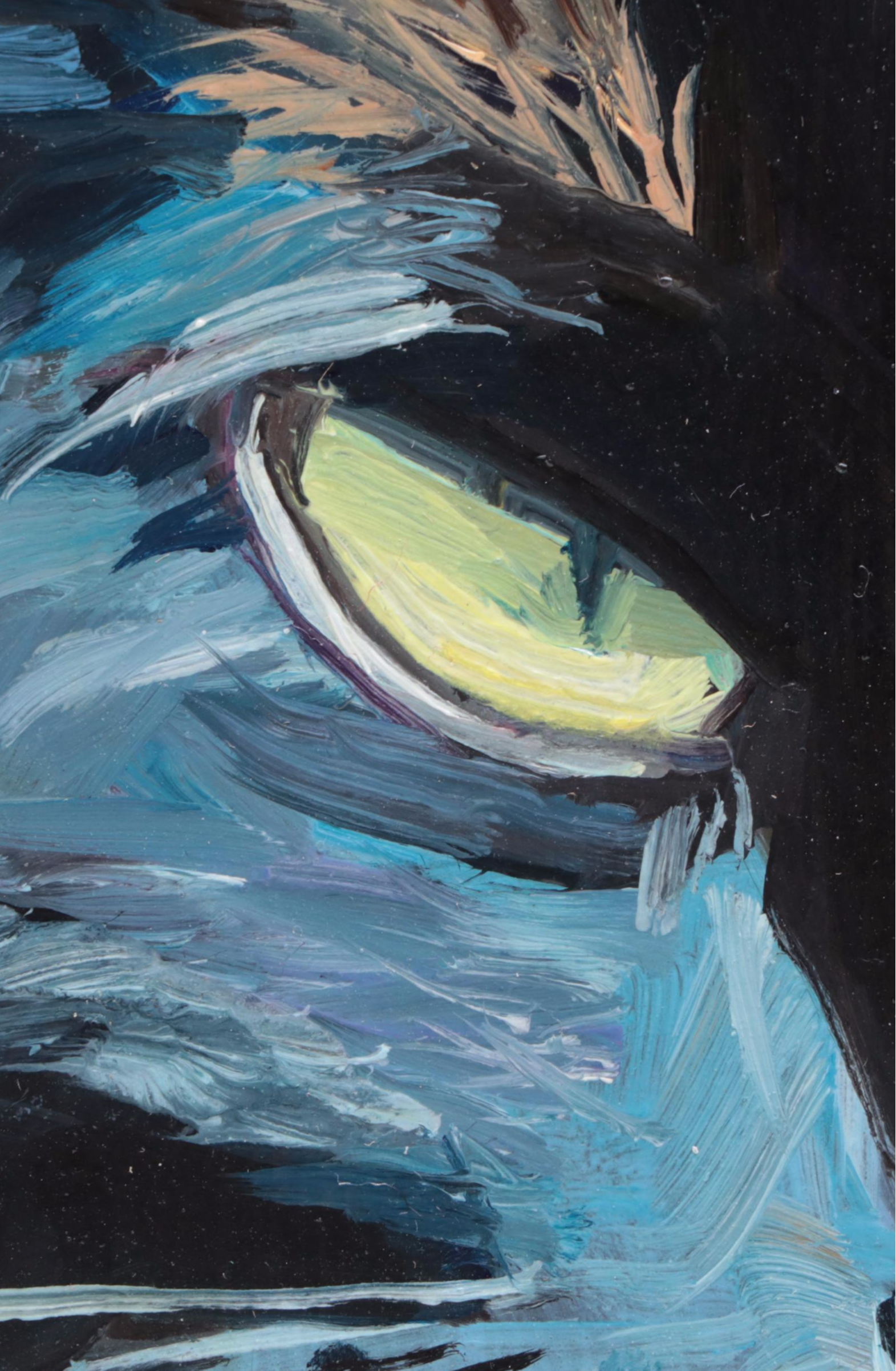 Jeff Claudio Oil Painting of Cat, 21st Century