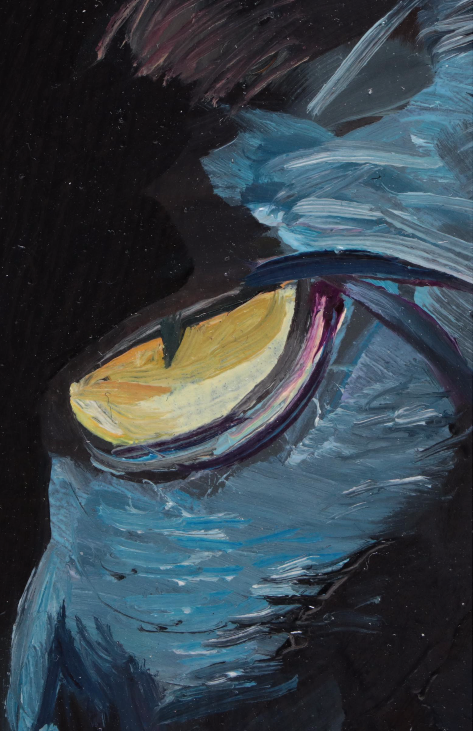 Jeff Claudio Oil Painting of Cat, 21st Century