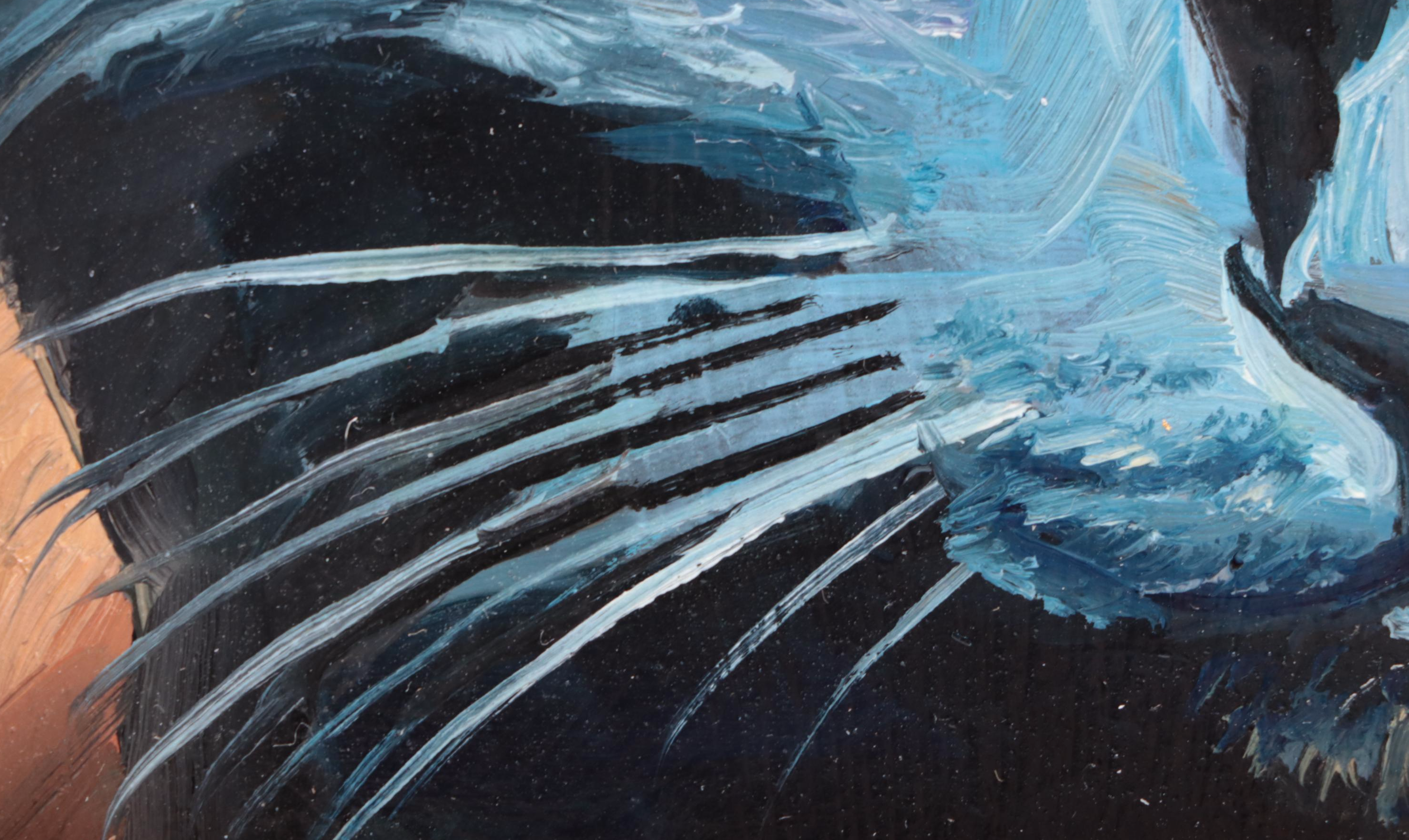 Jeff Claudio Oil Painting of Cat, 21st Century