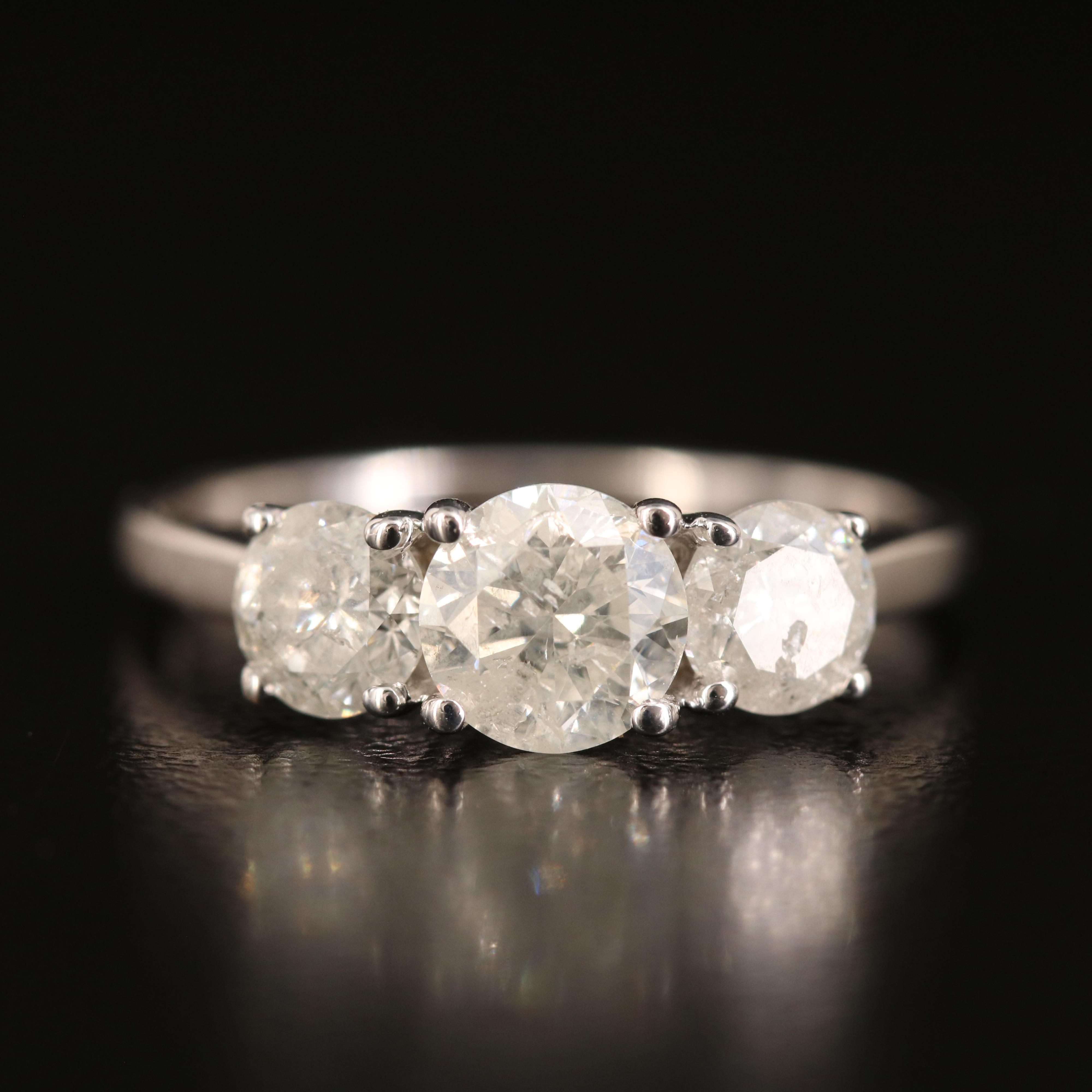 14K 1.36 CTW Diamond Three Stone Ring