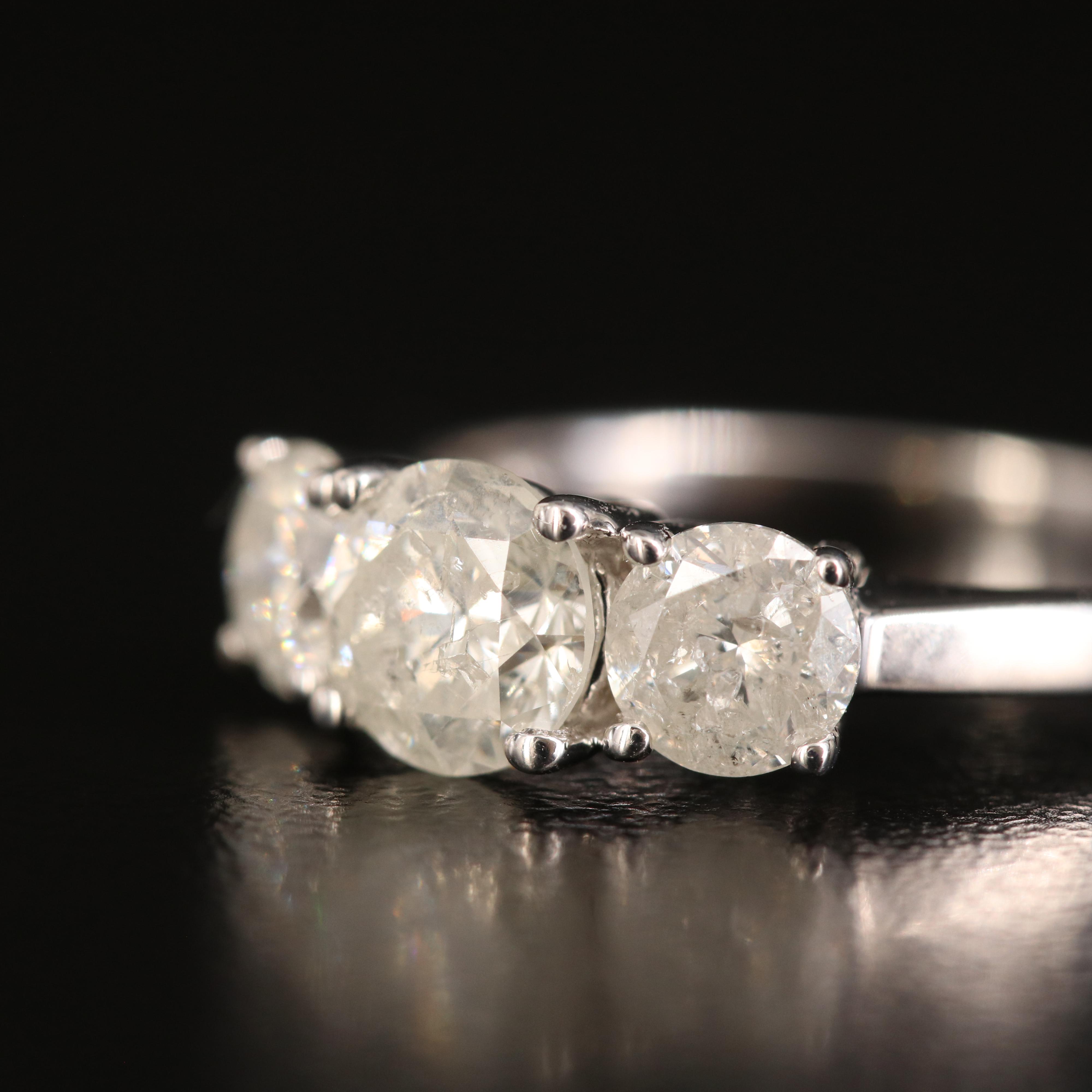 14K 1.36 CTW Diamond Three Stone Ring