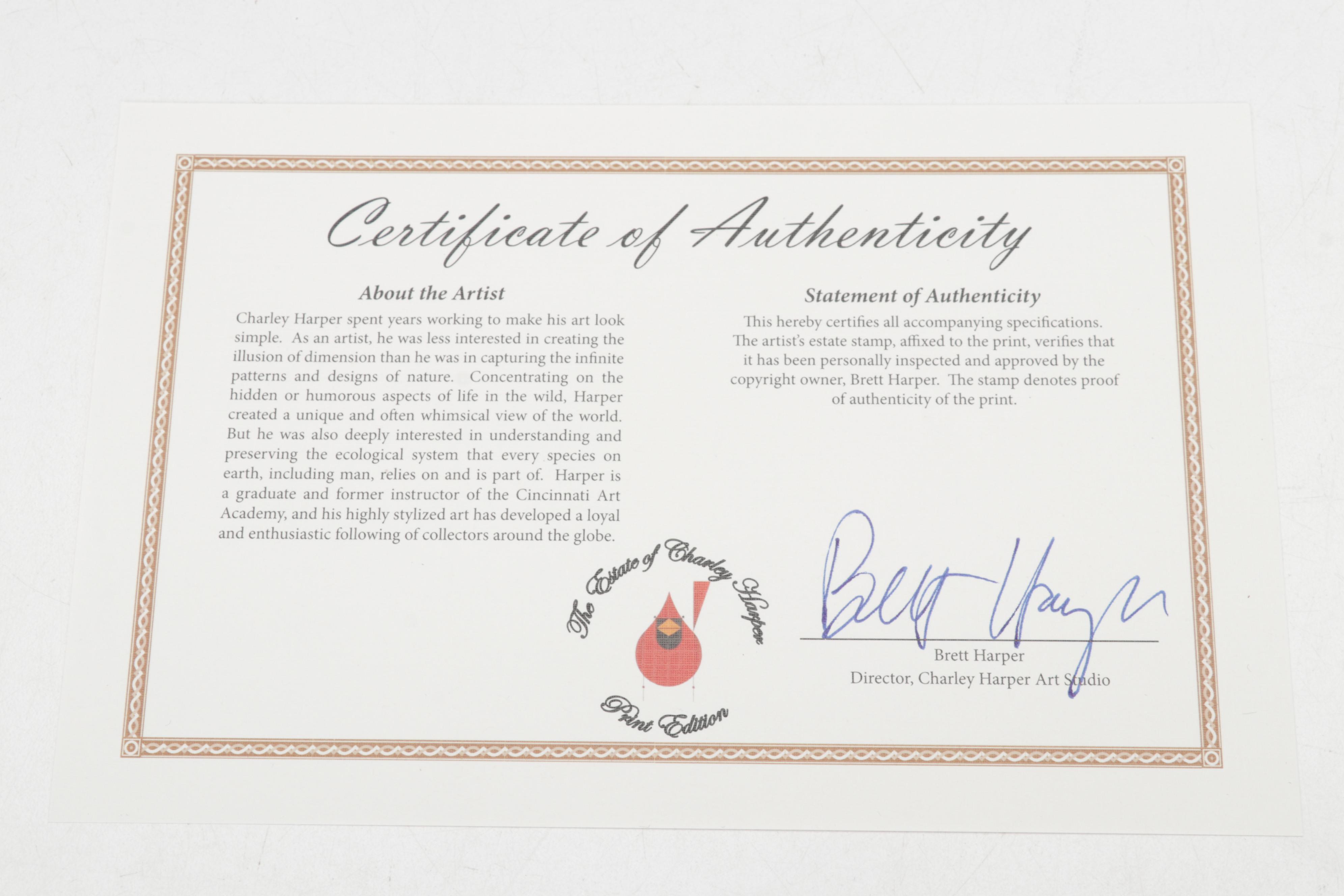 Offset Lithograph After Charley Harper "Cardinal Cuisine," circa 2002