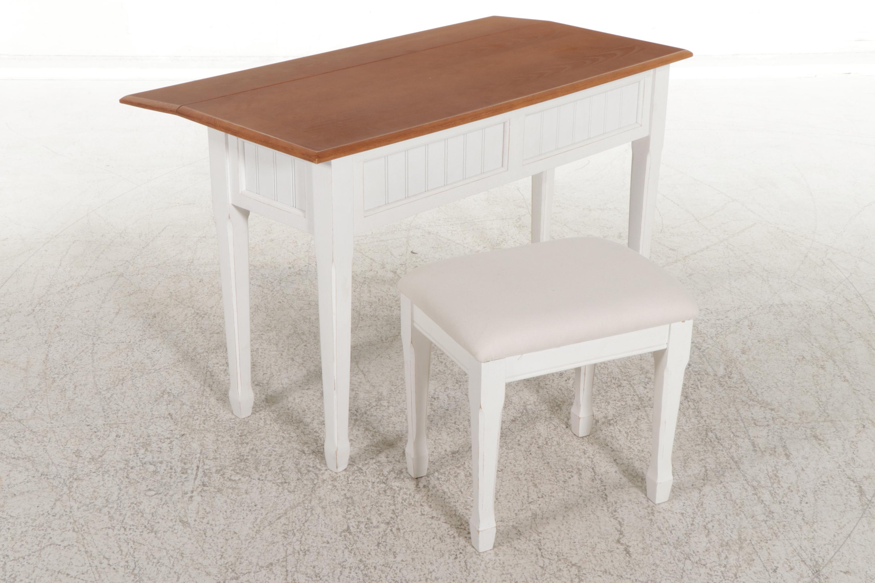 Universal Furniture White-Painted and Oak-Grained Console Table and Bench Seat