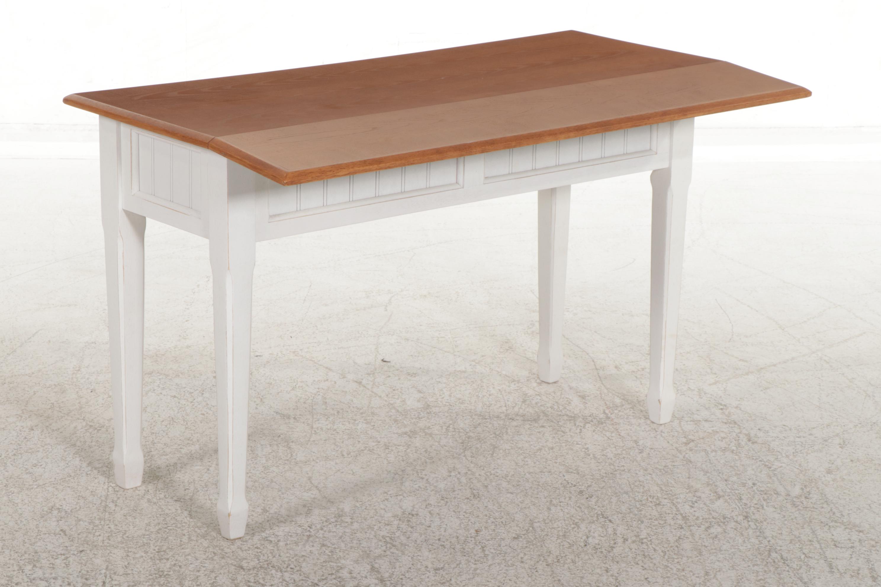 Universal Furniture White-Painted and Oak-Grained Console Table and Bench Seat